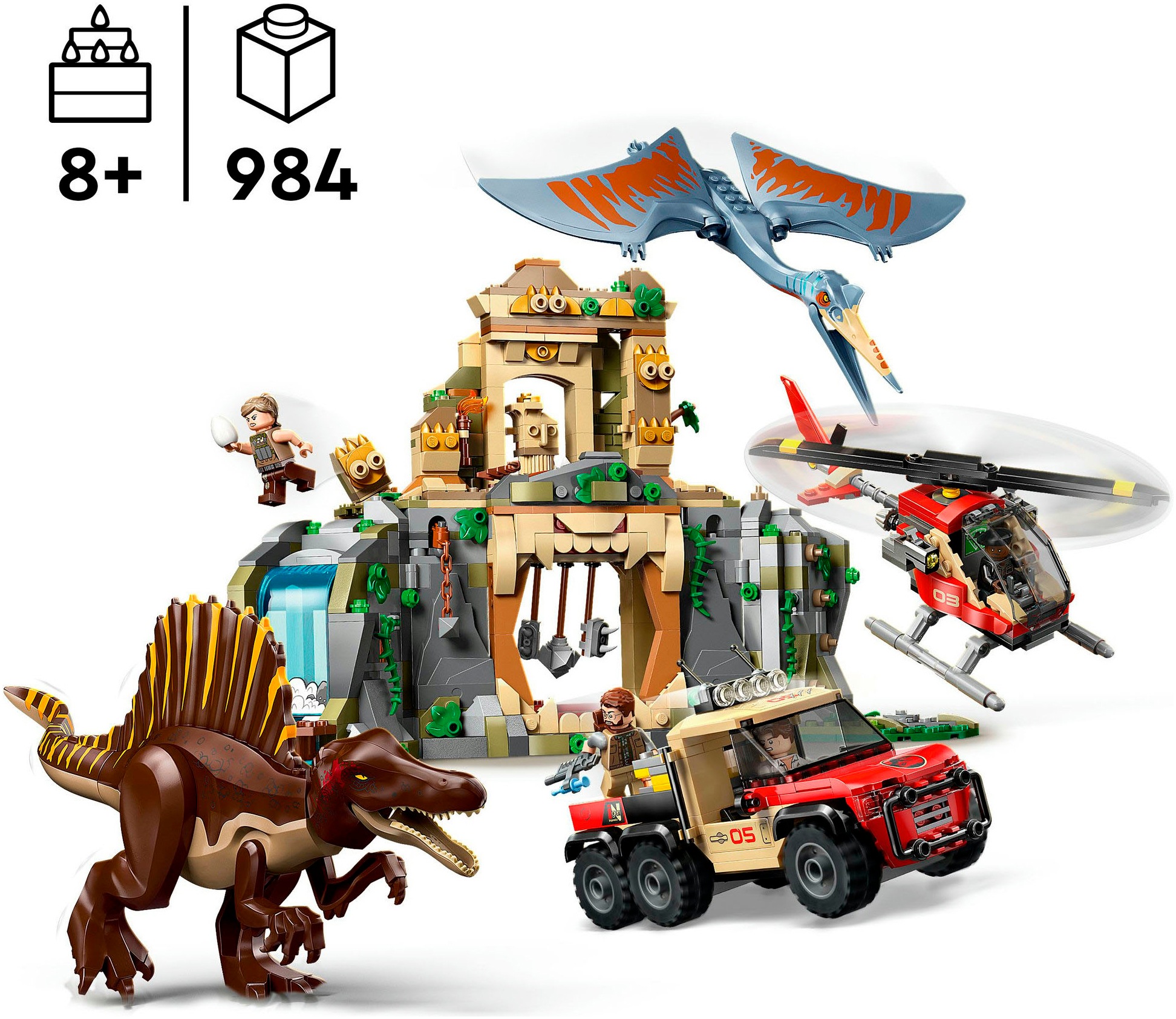 LEGO® Konstruktionsspielsteine »Spinosaurier & Quetzalcoatlus: Hubschrauber-Einsatz (76976)« , LEGO Jurassic World; Made in Europe