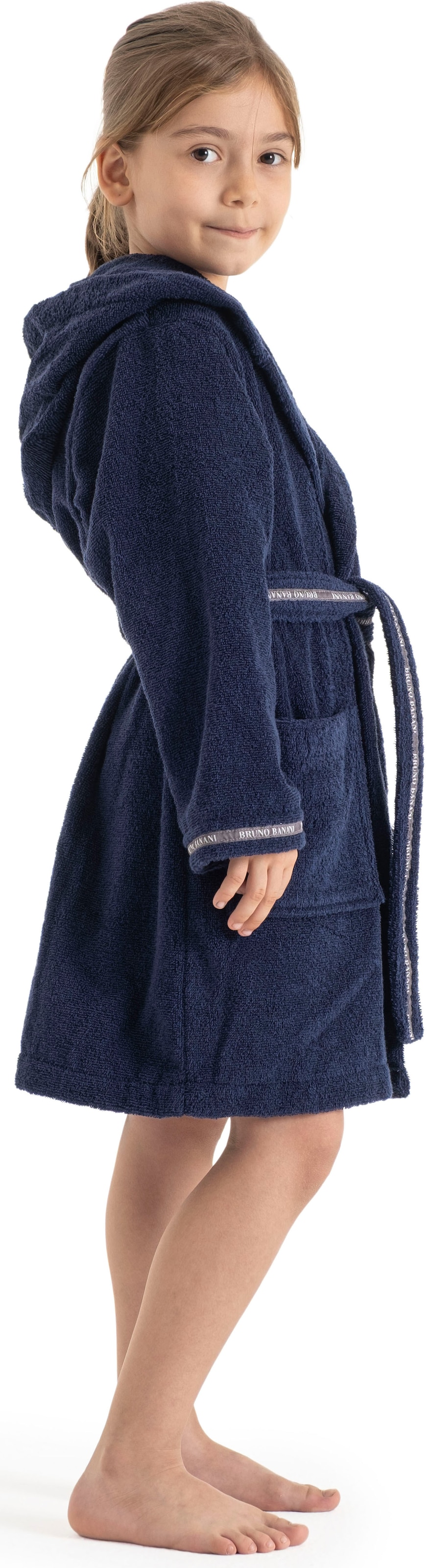 Bruno Banani Peignoir de bain pour enfants »Danny, Ideal für Zuhause, Schwimmbad oder im Urlaub« 1 cuis mit Logostreifen, aus 100% Baumwolle