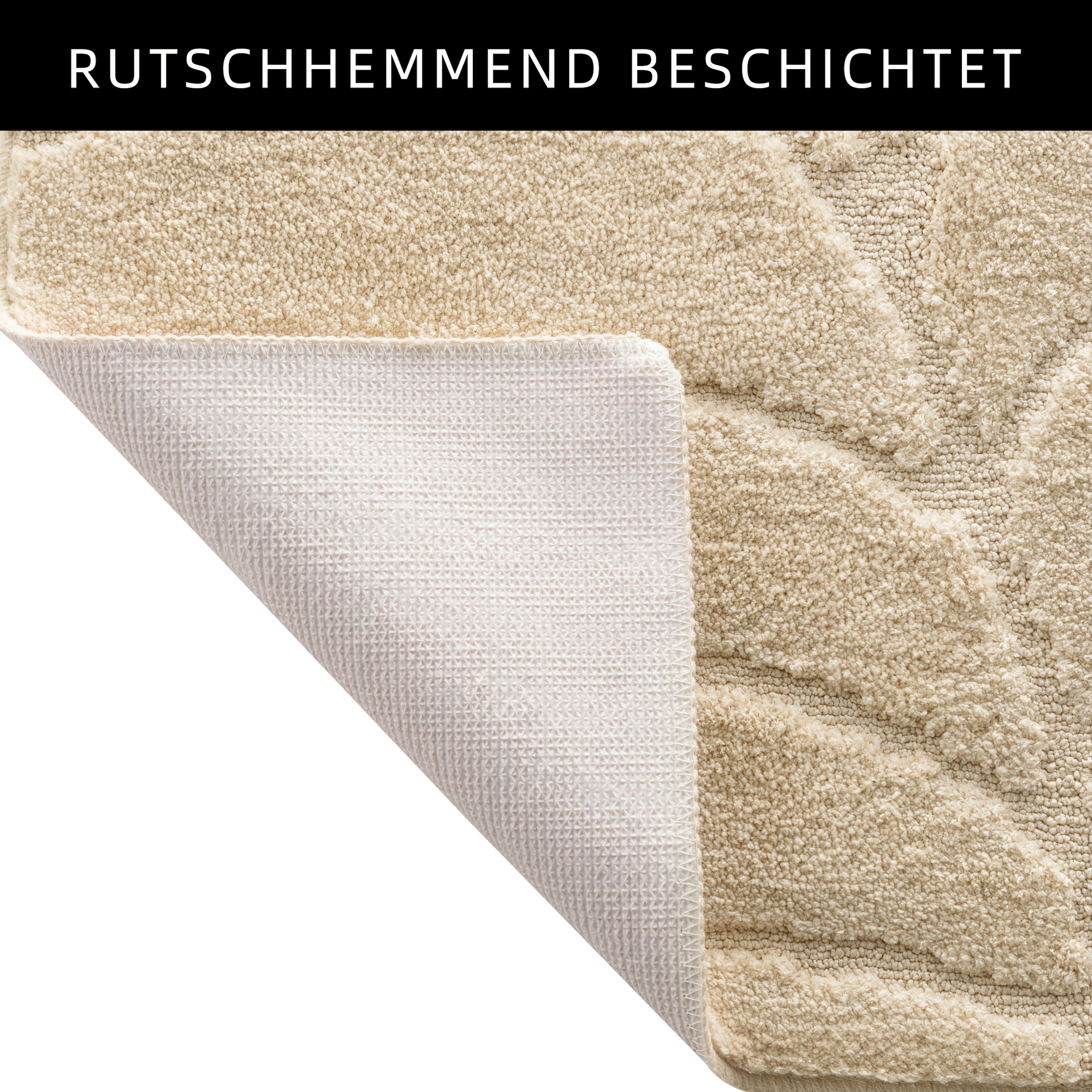 my home Badematte »Epense, Badvorleger, Badezimmer Teppich, Duschvorleger«, fussbodenheizungsgeeignet-schnell trocknend, Badteppich, Uni Farben, Blätter, Hoch-Tief Effekt