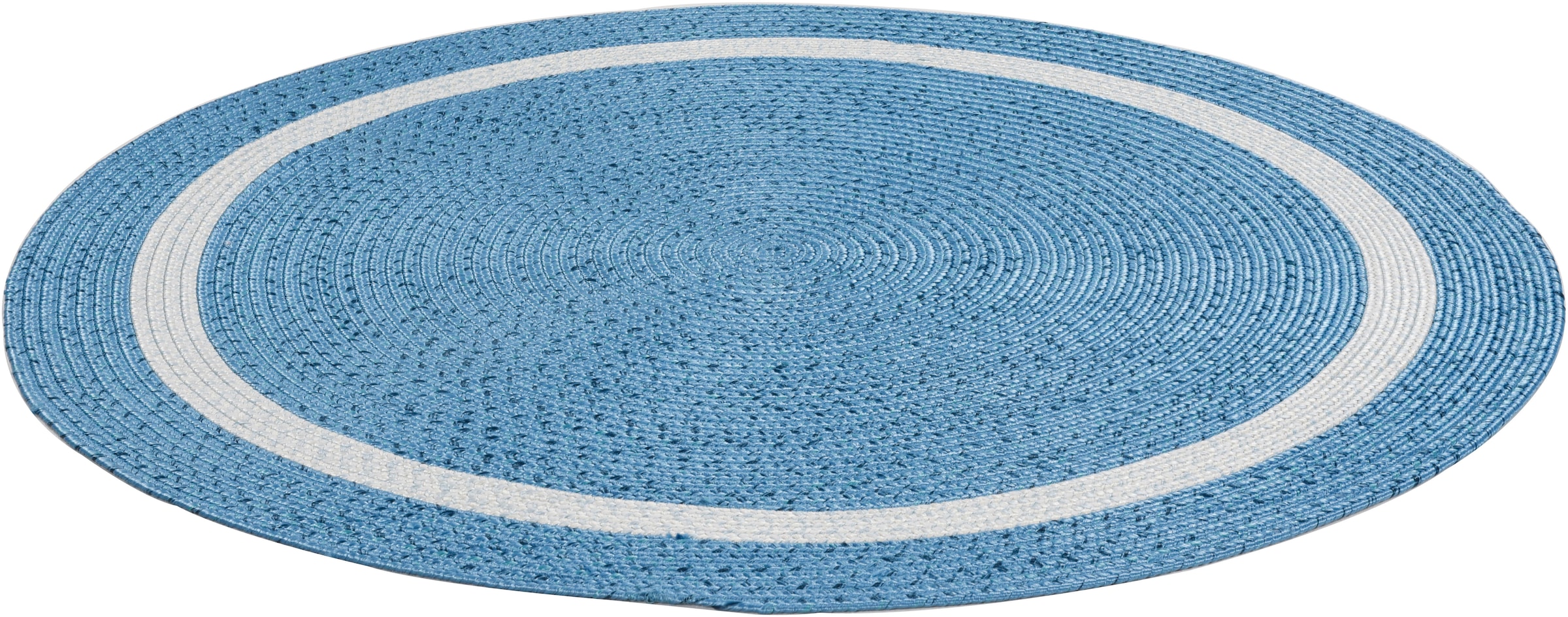 Image of Gino Falcone Teppich "Benito" rund 6 mm Höhe Flachgewebe, Uni Farben, mit Bordüre, In- und Outdoor geeignet