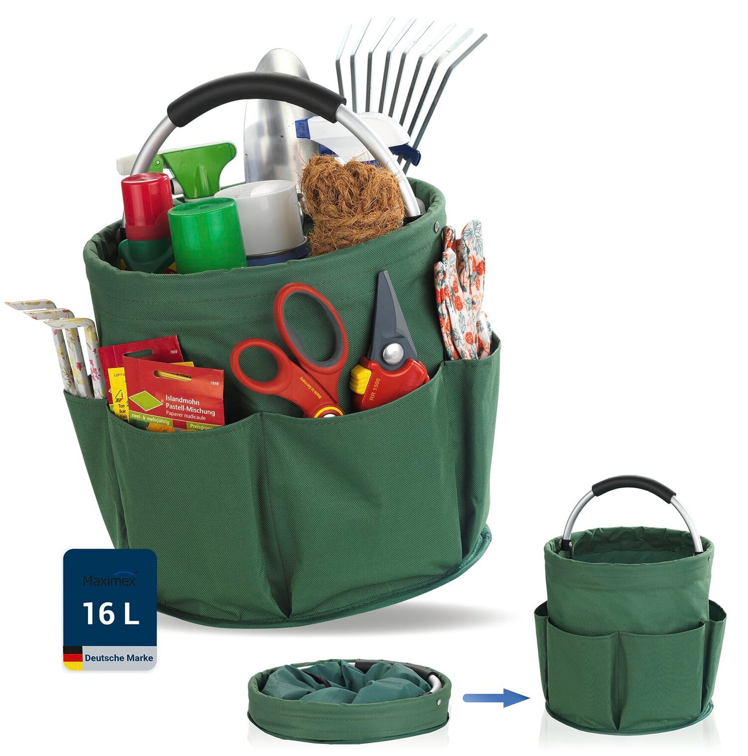 Maximex Organizer »Universal-Reinigungs-Caddy« mit 6 Aussentaschen für Gartenwerkzeug, grosses Hauptfach, faltbar, 16 l