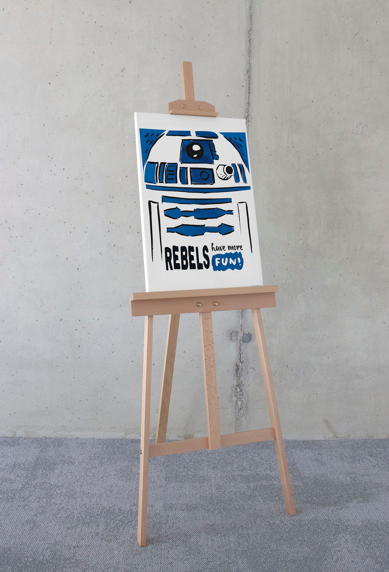 Image of Komar Leinwandbild "Star Wars R2D2 More Fun - Grösse 40 x 60 cm" Disney 40 x 60 cm (Breite x Höhe), 1 Stk. tlg. Keilrahmenbild mit Echtholzrahmen, Kinderzimmer