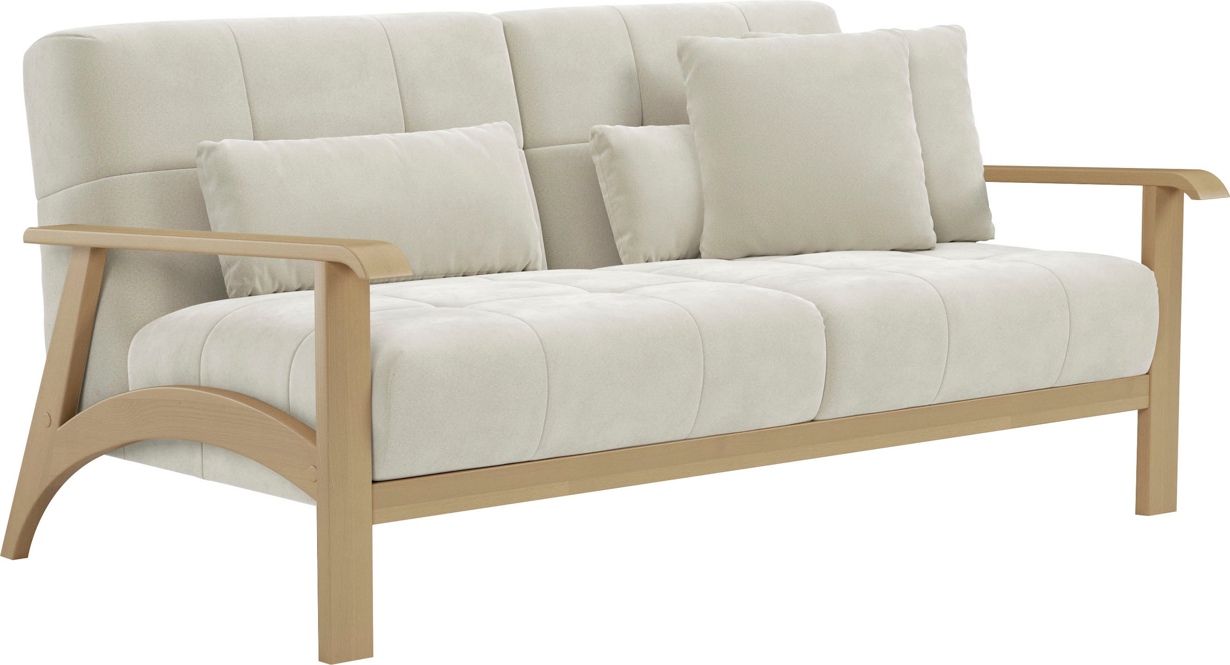 sit&more 2,5-Sitzer »Billund« Armlehnen aus Buchenholz in natur, verschiedene Bezüge und Farben