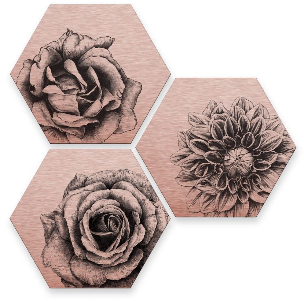 Image of Wall-Art Mehrteilige Bilder »Florales Blumen Set Kupfer«, (Set, 3 St.) bei Ackermann Versand Schweiz