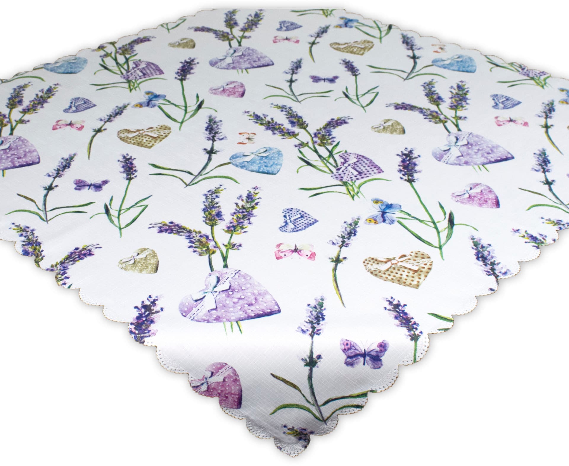 Delindo Lifestyle Nappe de milieu »LAVENDEL + HERZ« tissu structuré, imprimé