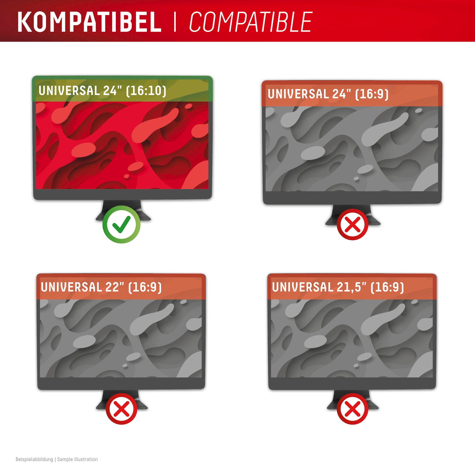 Displex Displayschutzfolie »Privacy Safe Blickschutzfilter«, für Universell für Monitore mit 24 (16:10), Blickschutzfolie, Schutzfolie, Bildschirmschutz, kratz- & stossfest
