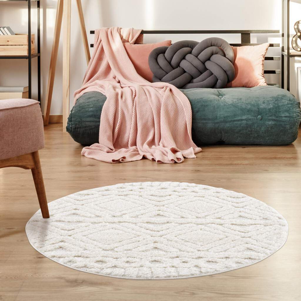 Image of Carpet City Hochflor-Teppich "Focus 3382" rund 20 mm Höhe Boho-Teppich, Hochtief-Muster/ 3D-Effekt, für Wohnzimmer, Schlafzimmer