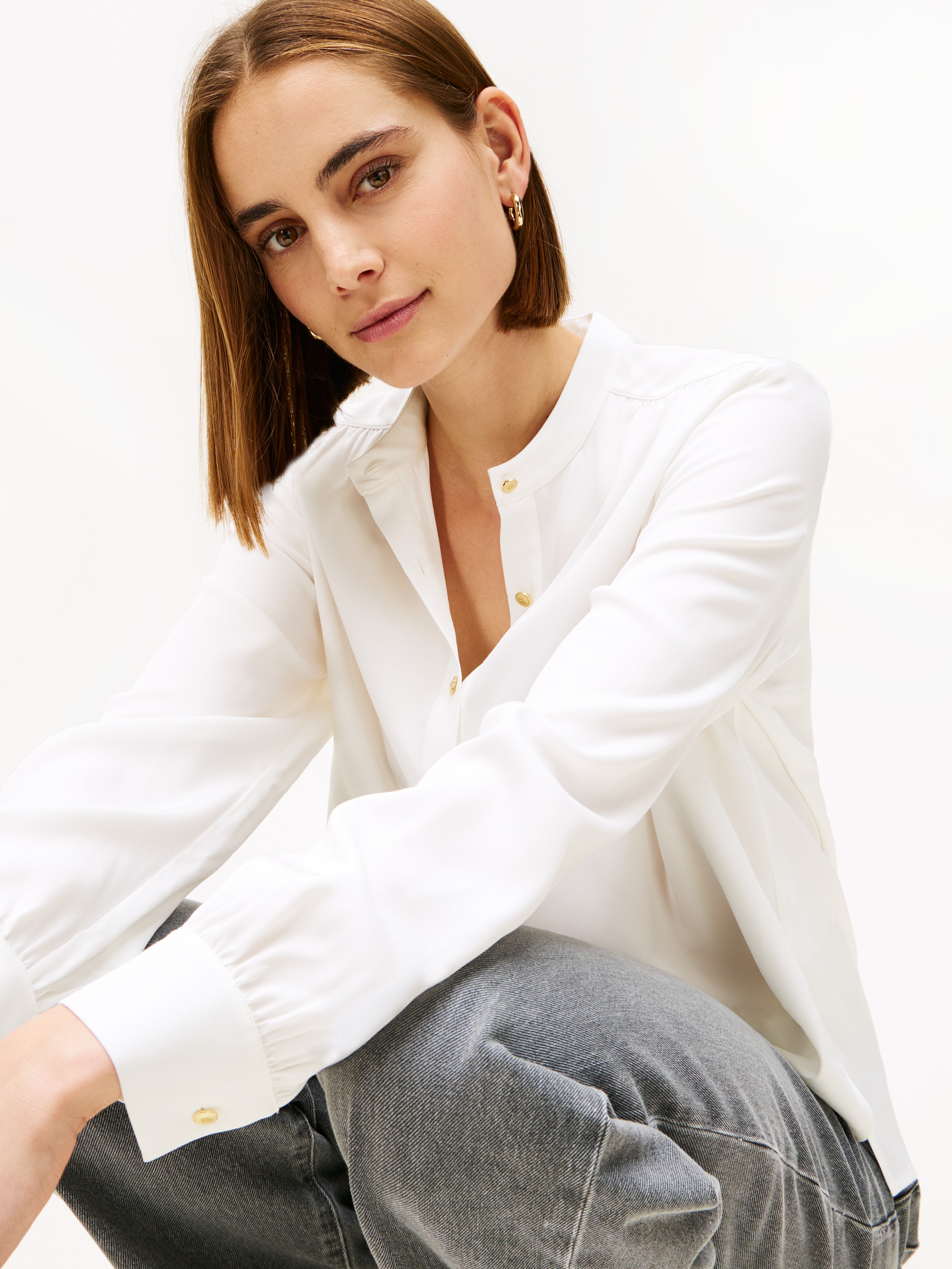 Tommy Hilfiger Blouse à manches longues »VIS TWILL V-NK BLOUSE«