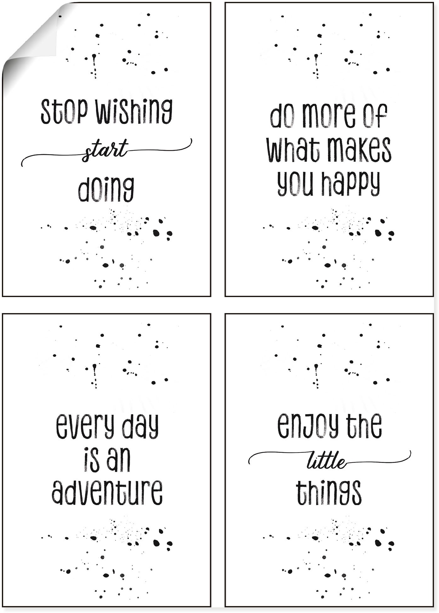 Image of Artland Poster »4 Lebensweisheiten«, Sprüche & Texte, (4 St.), Poster, Wandbild, Bild, Wandposter bei Ackermann Versand Schweiz