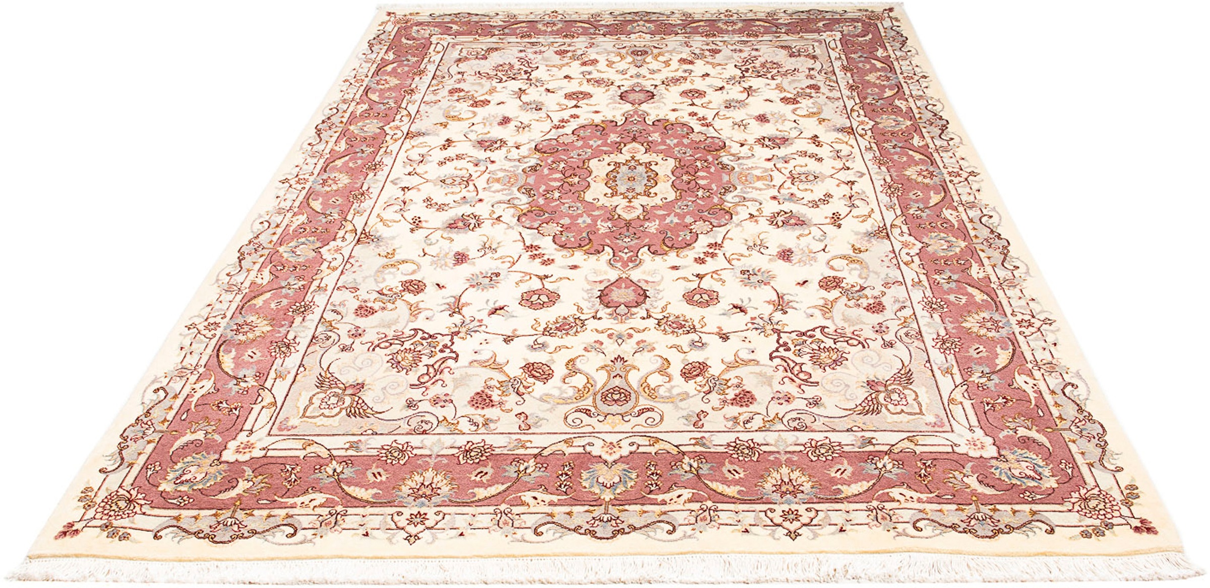 Image of morgenland Orientteppich »Perser - Täbriz - Royal - 242 x 167 cm - beige«, rechteckig, 7 mm Höhe, Wohnzimmer, Handgeknüpft, Einzelstück mit Zertifikat bei Ackermann Versand Schweiz