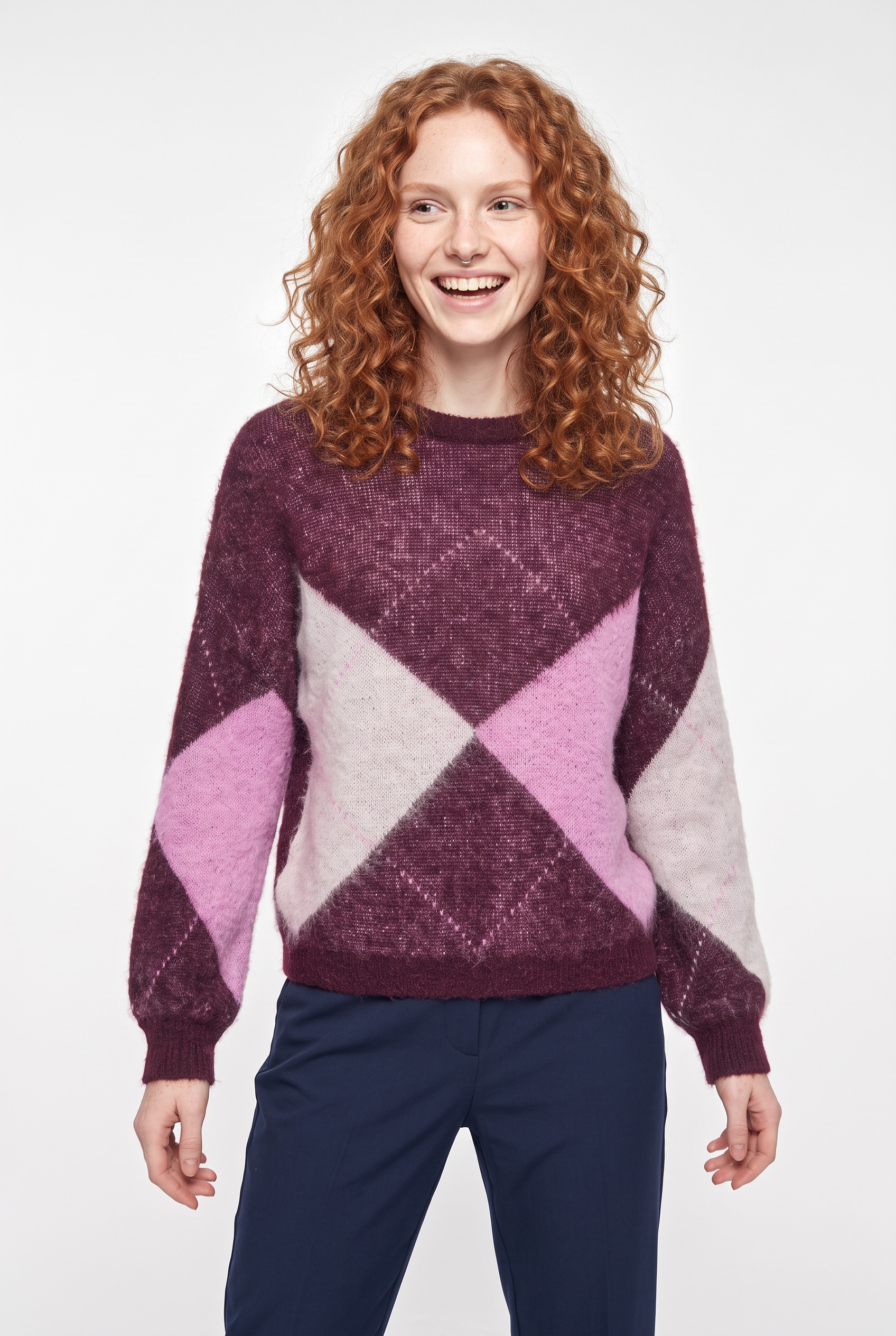 Image of ONLY Strickpullover "ONLNOEME LIFE LS JQ O-NECK KNT" Materialmix, regular fit