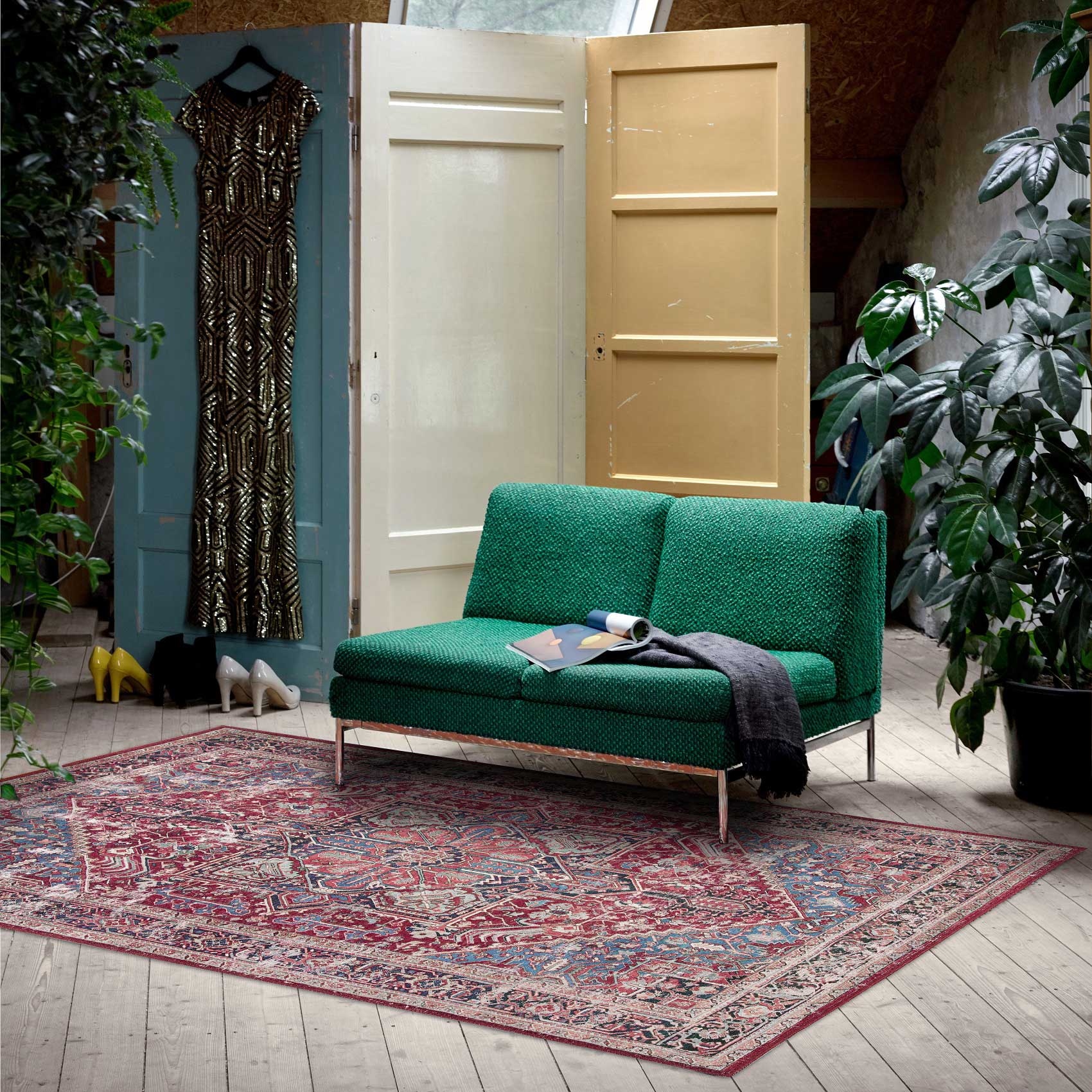 Image of Homie Living Teppich "Como" rechteckig 6 mm Höhe Kurzflor, Vintage, Orient, gewebt, Wohnzimmer, Schlafzimmer, waschbar