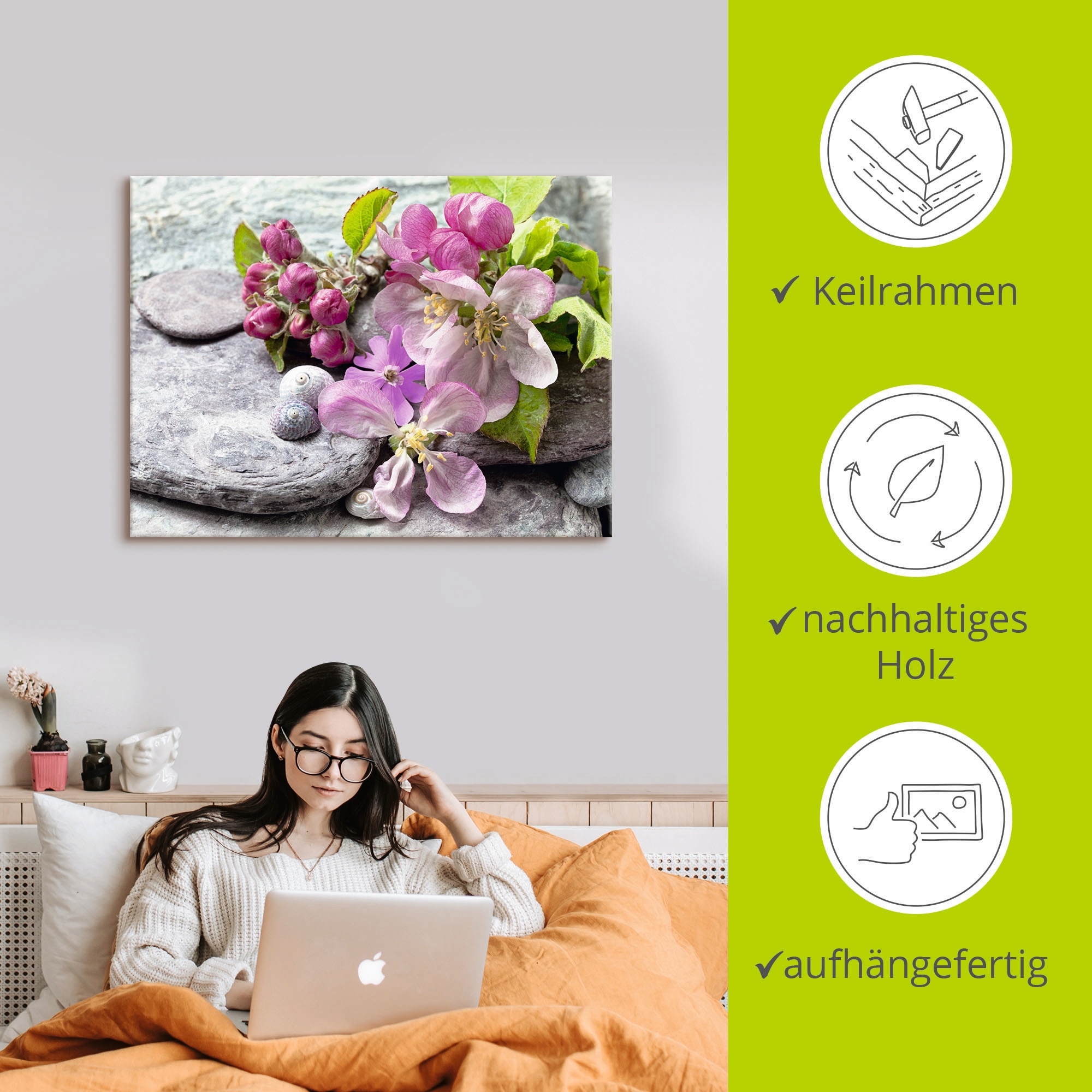 Artland Leinwandbild »Apfelblüten« Blumen 1 Stk. tlg. auf Holzrahmen gespannt