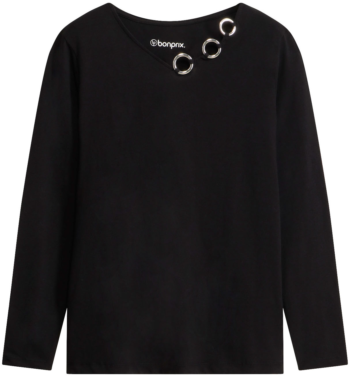 bonprix Langarmshirt bequeme Passform, Langarm, tolle Ösen-Details