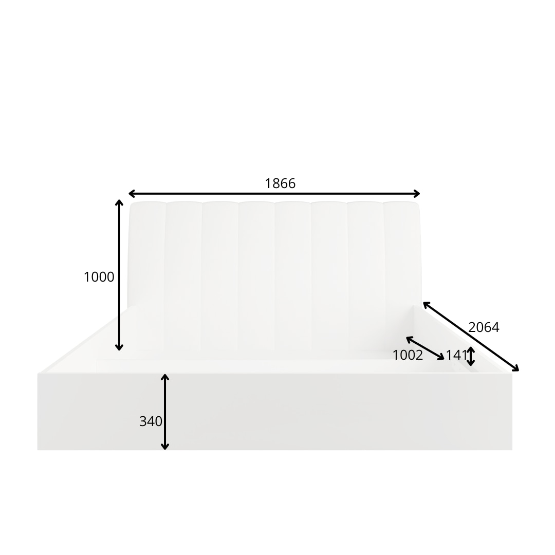 INOSIGN Bett »Bett Malissa mit gepolstertem Kopfteil ohne Stauraum«, Bettgestell, Schlaffläche 180x200 cm, BxTxH 186,6 x 206,4 x 100 cm