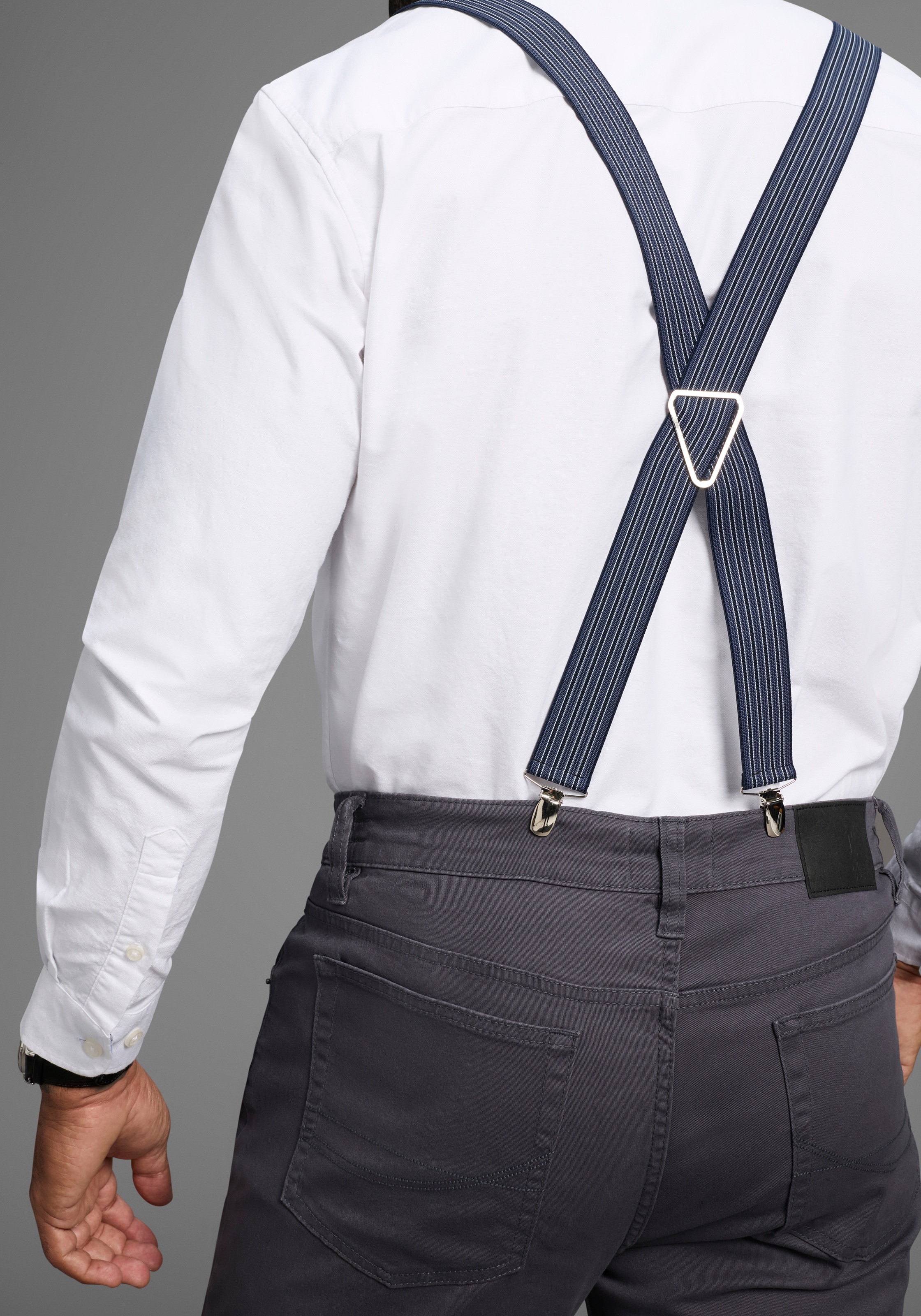 Mans World Hosenträger in bequemer Breite & extra Länge bis 130cm - im Streifendesign