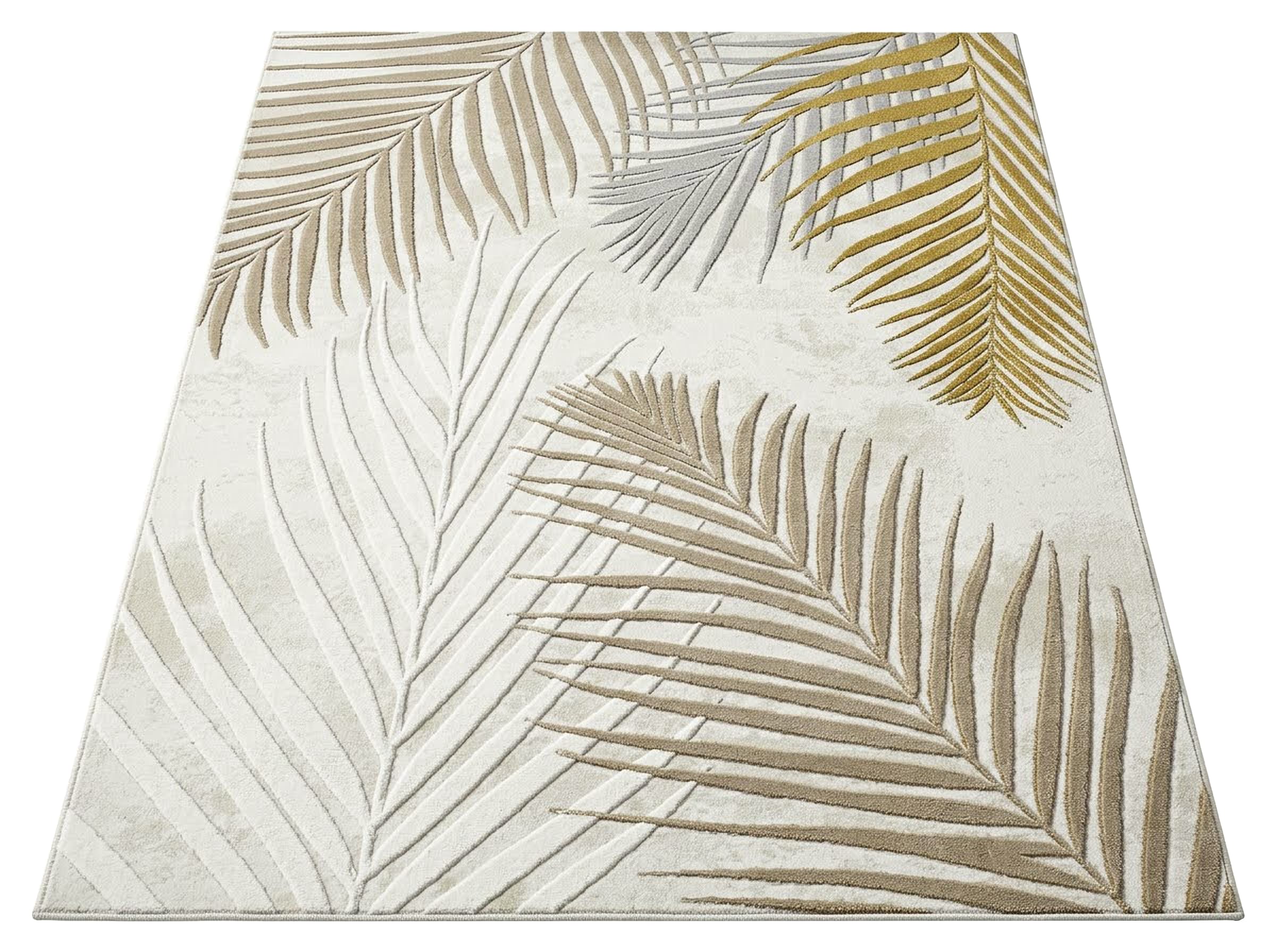 GOODproduct Teppich »Luvvi« rechteckig 8 mm Höhe Kurzflor, modernes Blätter Design, Hoch-Tief-Struktur, Wohnzimmer