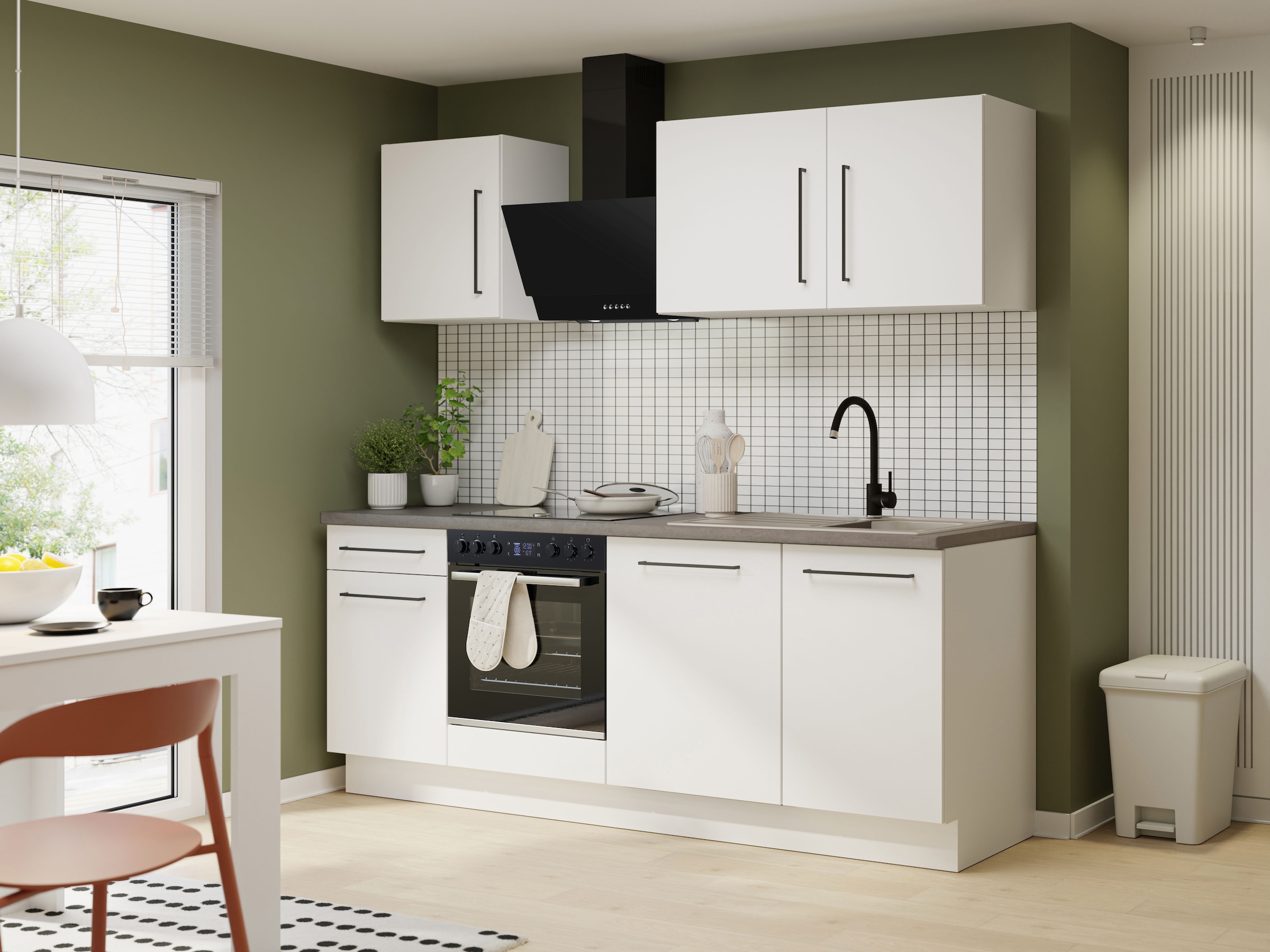 KOCHSTATION Kitchenette »KS-Nova« Largeur 220 cm, au choix avec appareils Hanseatic-E