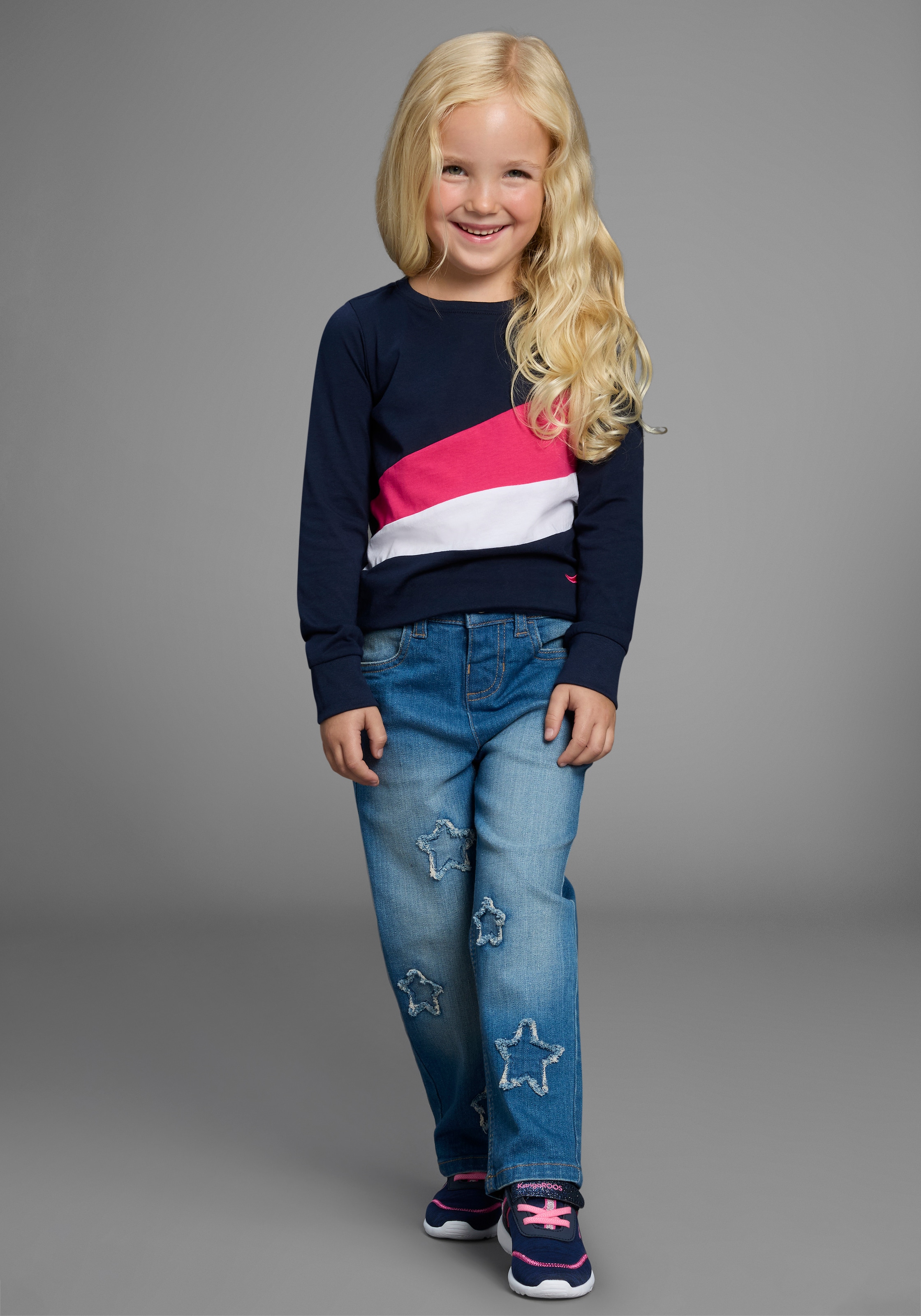 KangaROOS Stretch-Jeans »Stretchjeans mit Applikation«, Jeans mit süssen Sternen-Aufnähern