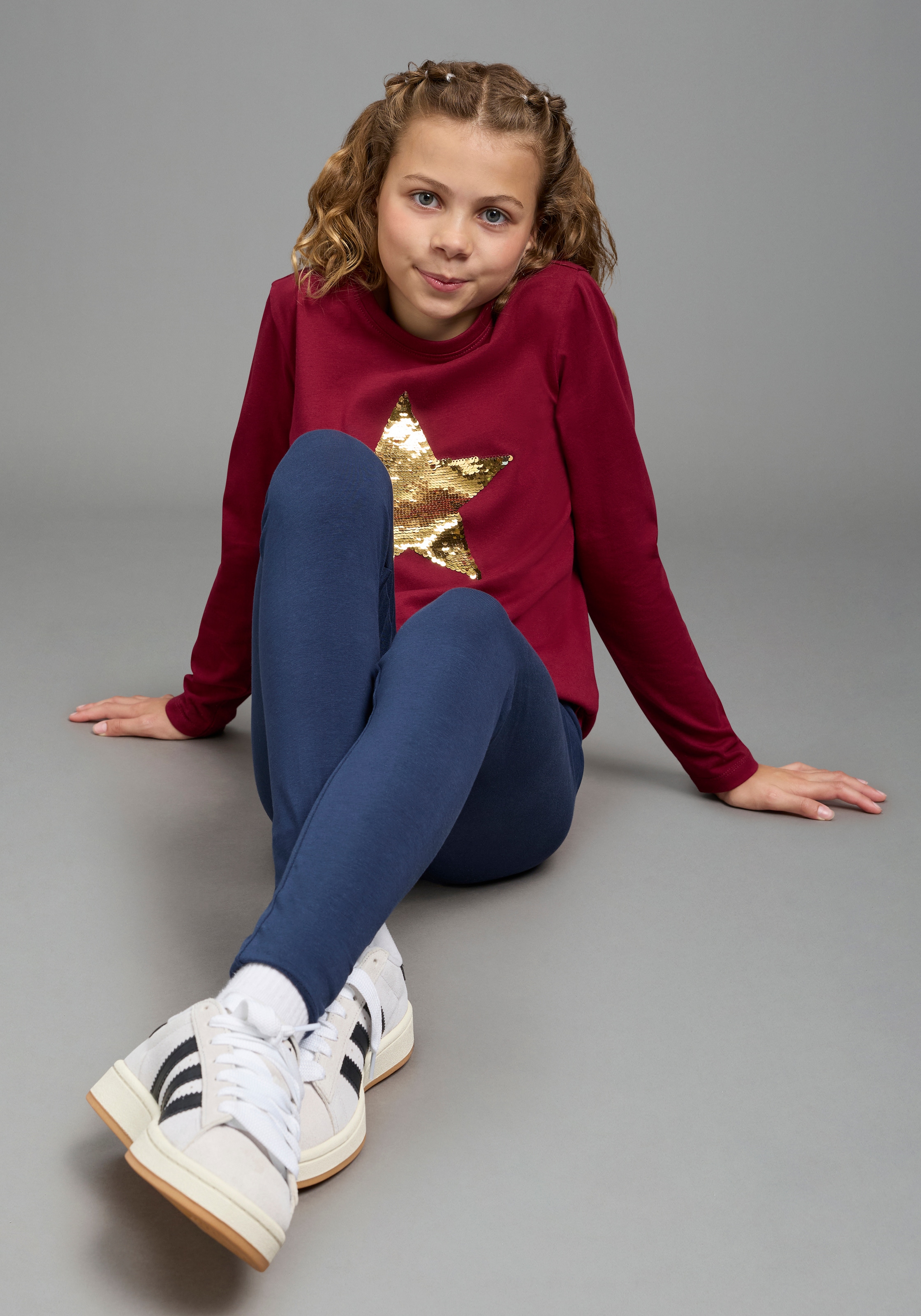 KIDSWORLD T-shirt à manches longues »STERN« Manches longues, coupe cintrée, avec paillettes scintillantes