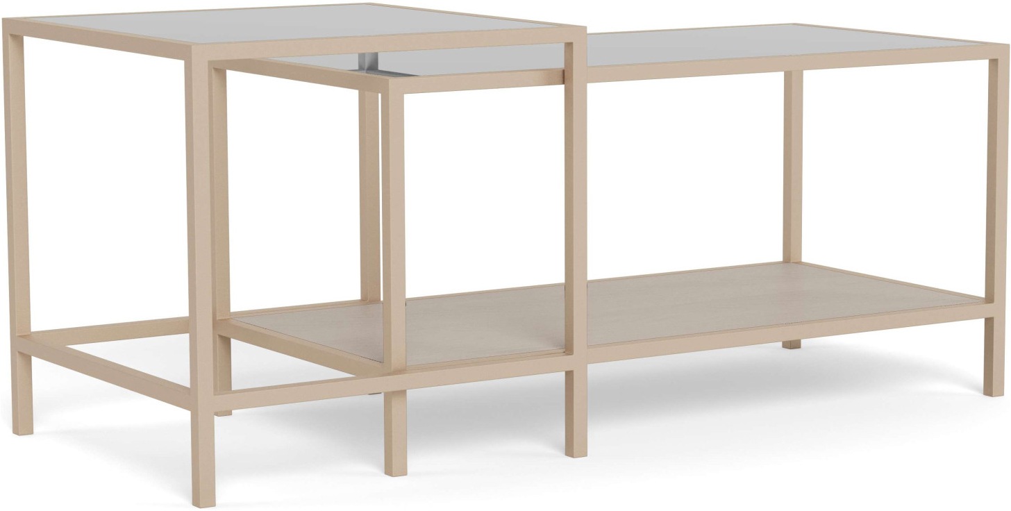 Image of ACTONA GROUP Couchtisch "Seaford Kaffeetisch, Wohnzimmertisch" Couchtisch-Set mit Glas & Melamin, 2 Tische, 90x50x50 cm