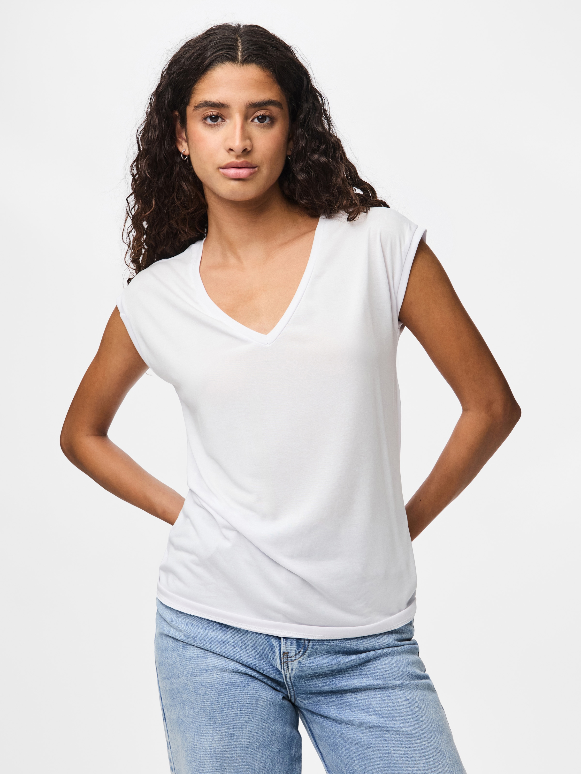 Image of pieces Kurzarmshirt "PCKAMALA TEE NOOS BC" Materialmix, regular fit