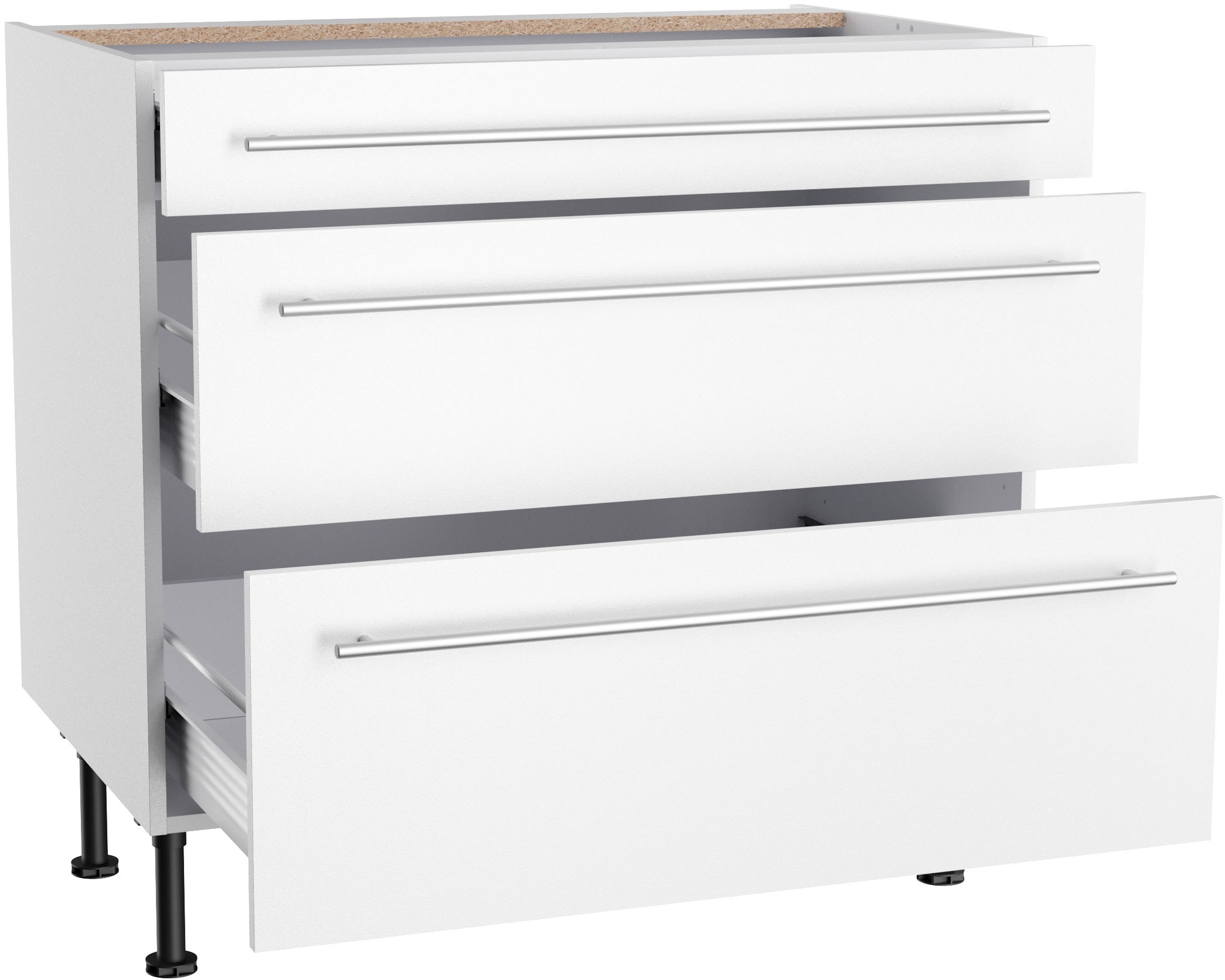 KOCHSTATION Unterschrank »KS-Bern2«, Breite 90 cm, 1 Schubkasten, 2 Auszüge