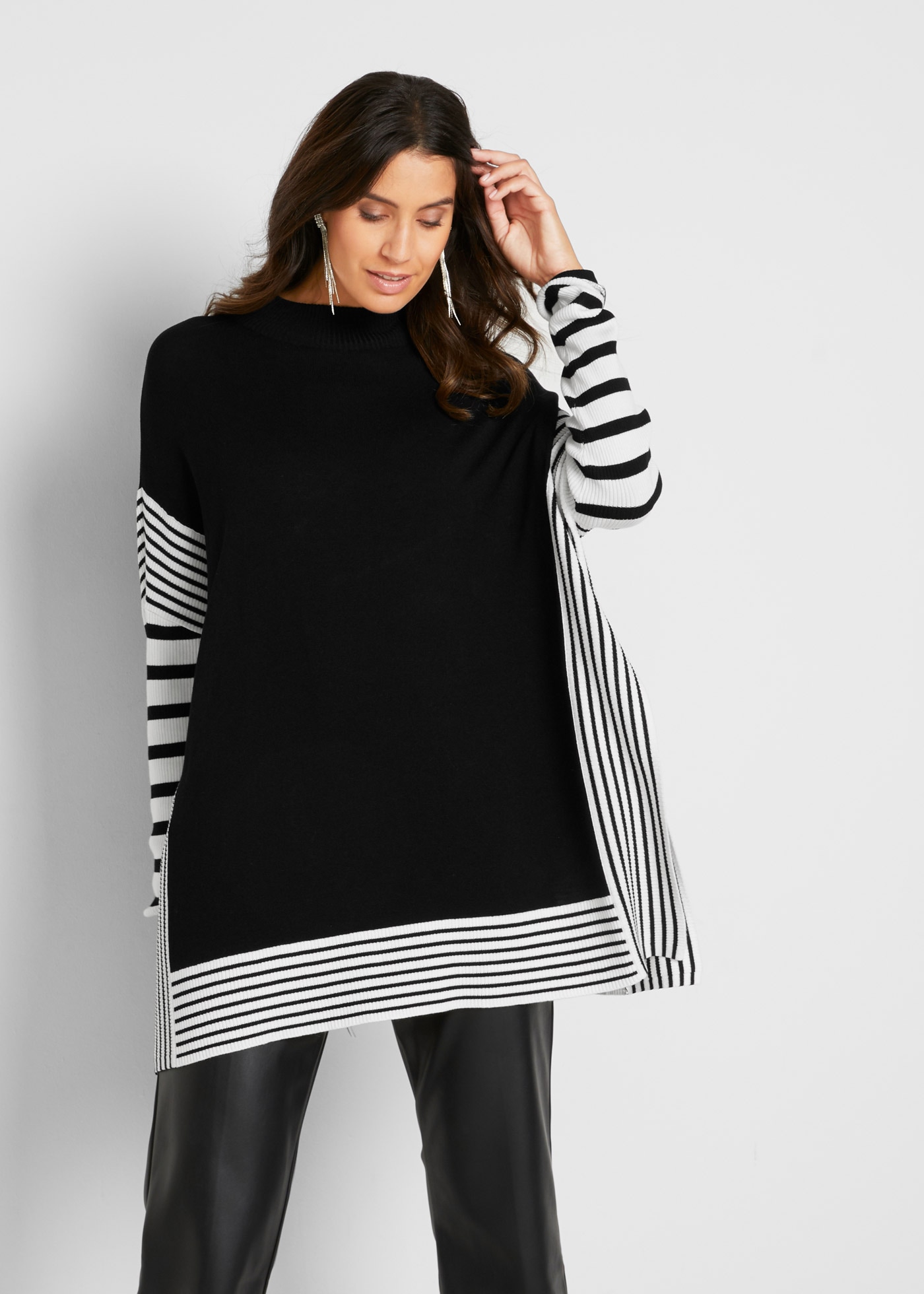 Image of bonprix Longpullover Viskose-Strick, mit Stehkragen, im Poncho-Stil