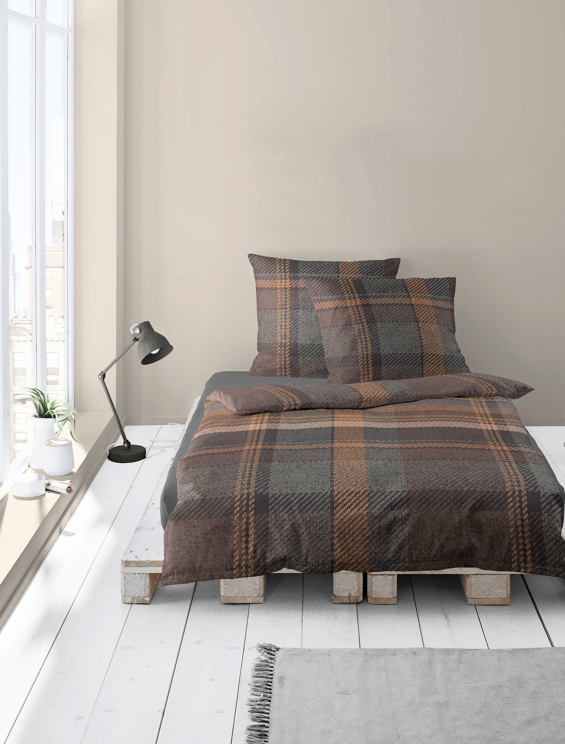 BIERBAUM Linge de lit »4046« 2 cuis tlg. in Renforcé und Biber aus 100% Baumwolle, kuschelig weich