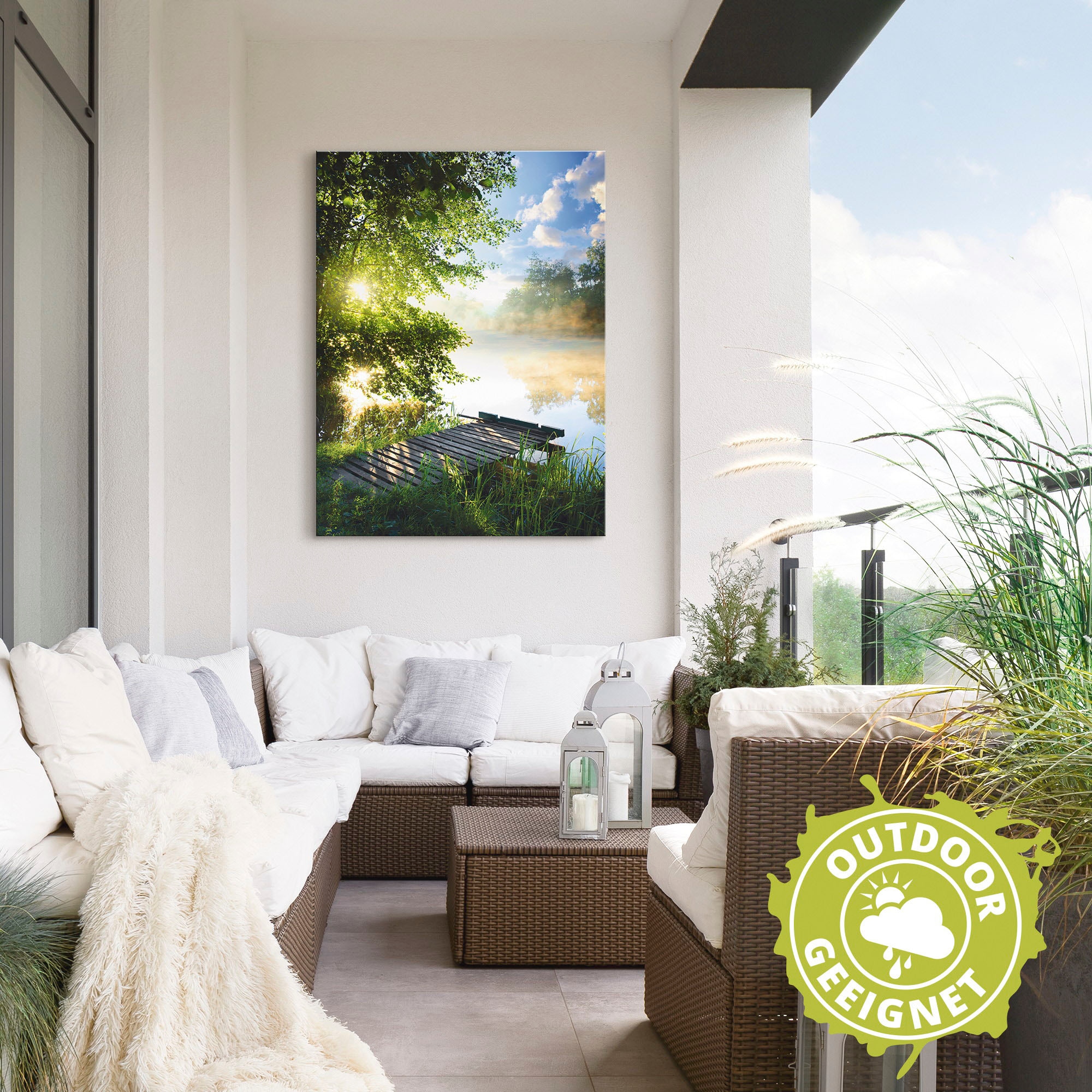 Artland Wandbild »Angelsteg am Morgen« Gewässer 1 Stk. tlg. als Alubild, Leinwandbild, Poster in verschied. Grössen