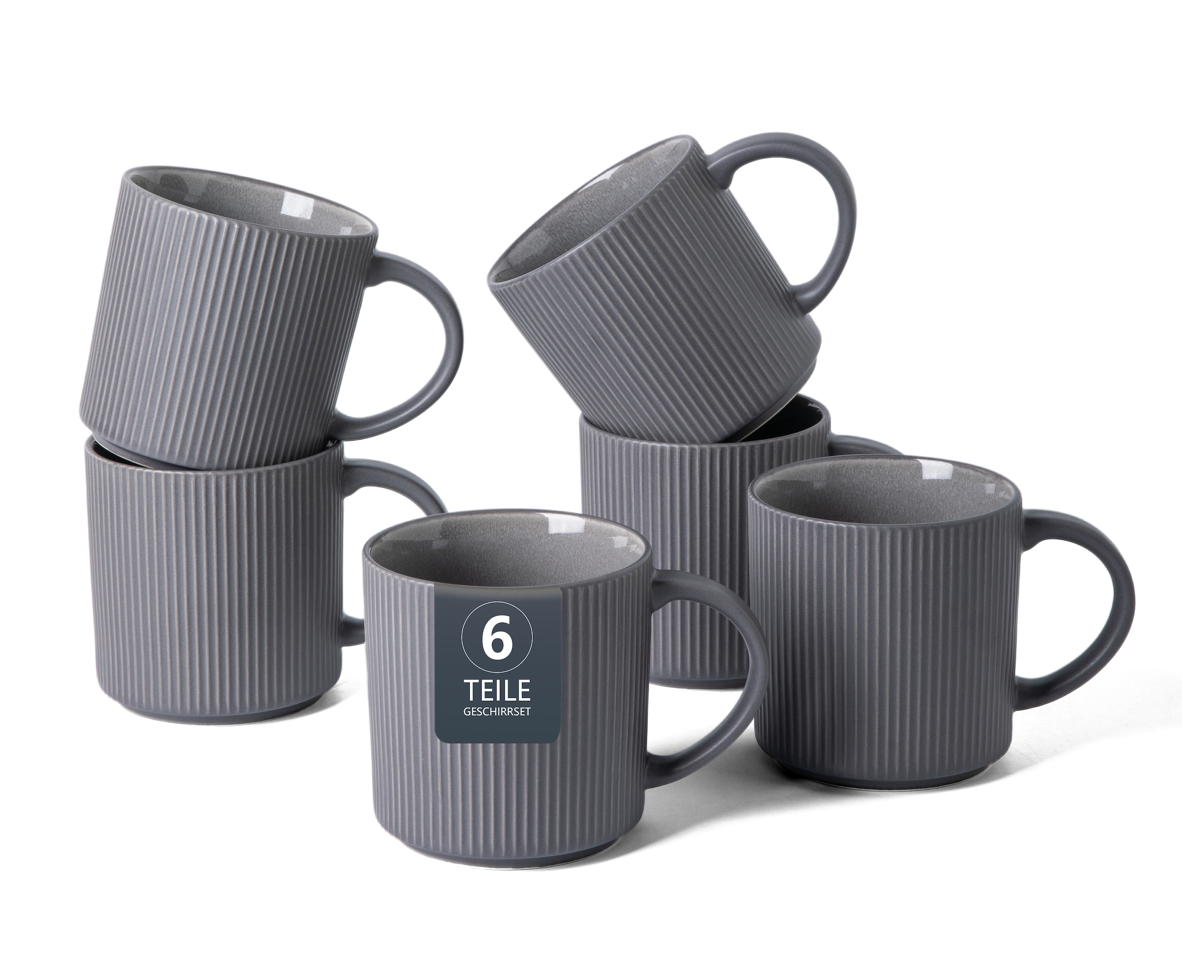 GOODproduct Becher »Kaffeebecher Ylvii, 6er Set« Riffeloptik, spülmaschinenfest und mikrowellengeeignet, 460 ml
