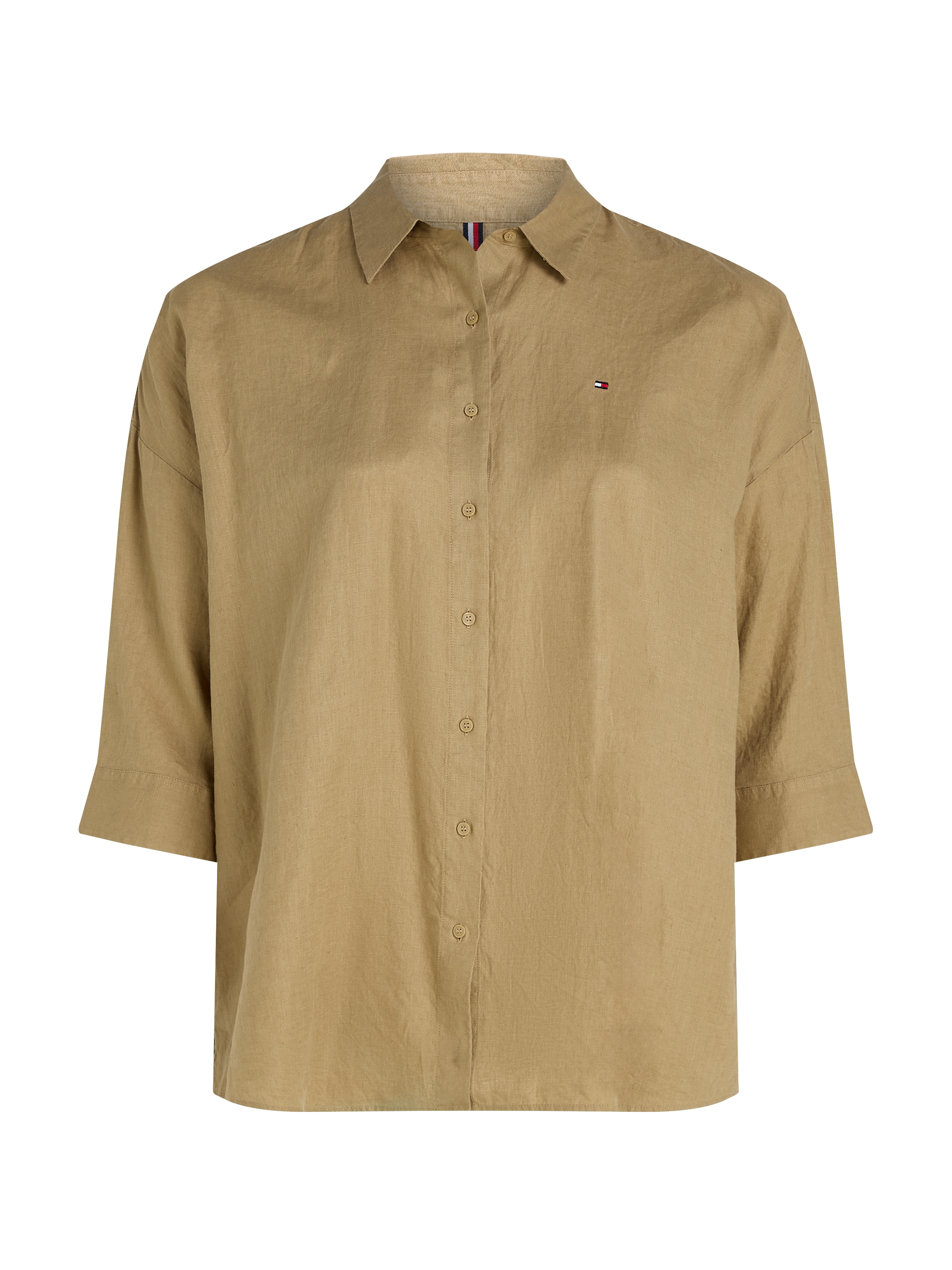 Tommy Hilfiger Curve Hemdbluse »CRV ESS LINEN EASY SHIRT«, in Grossen Grössen, Leinenqualität