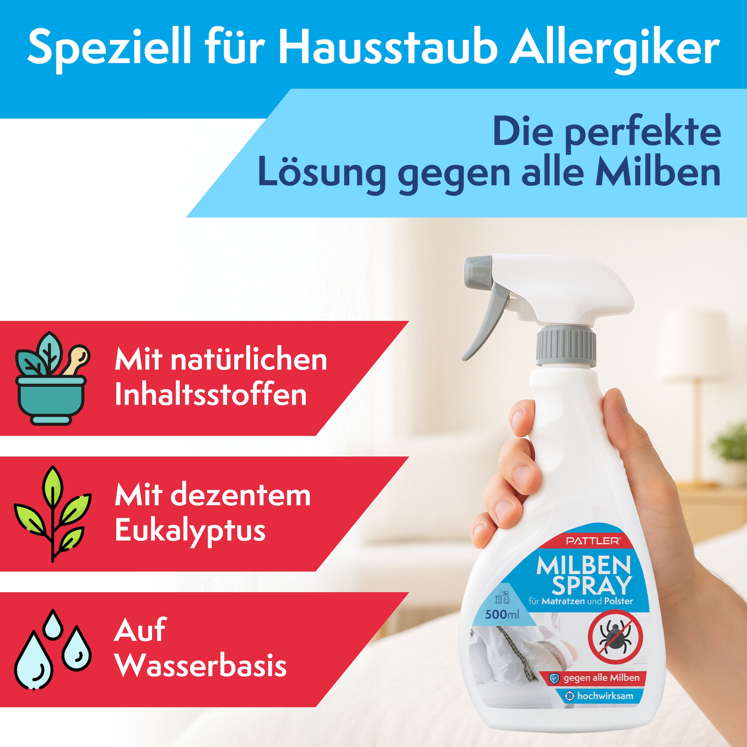 Pattler Spray acaricide »Optimiert für Matratzen & Textilien« 500 ml