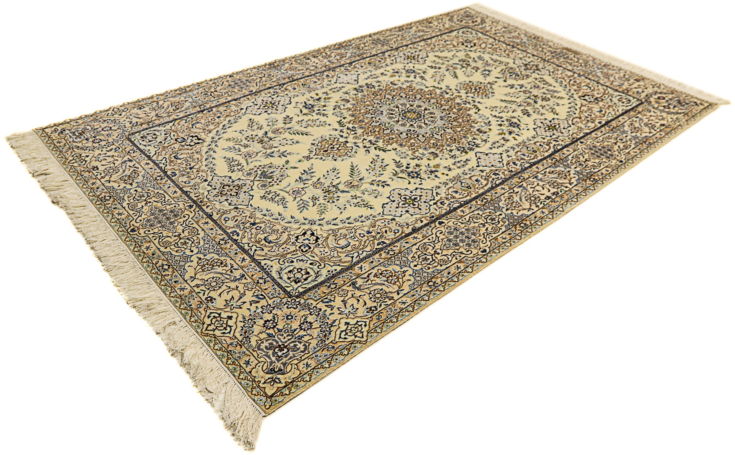 Image of morgenland Orientteppich »Perser - Nain - Premium - 247 x 154 cm - beige«, rechteckig, 6 mm Höhe, Wohnzimmer, Handgeknüpft, Einzelstück mit Zertifikat bei Ackermann Versand Schweiz