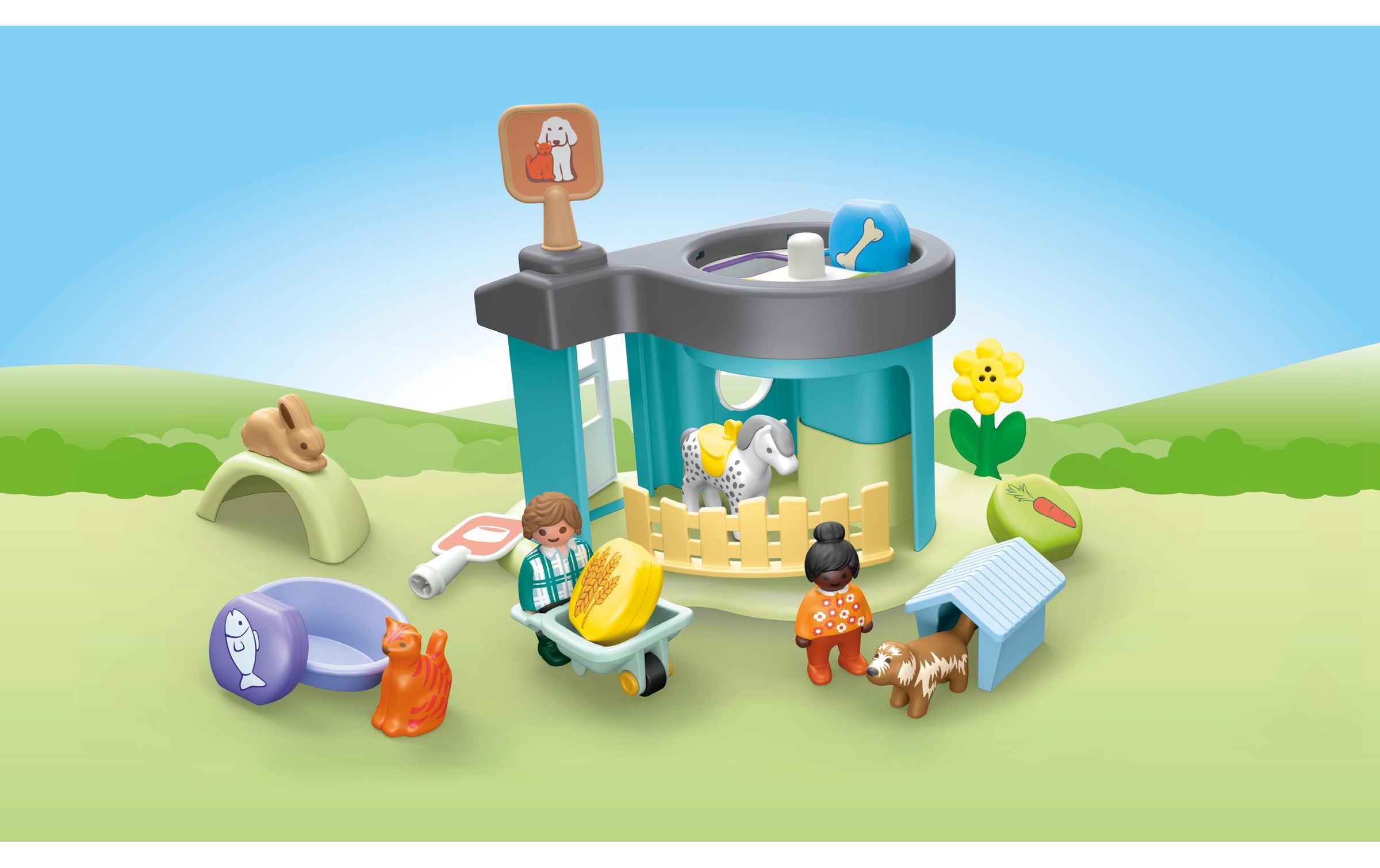 Playmobil® Spielbausteine »Junior Tierpension mit Futterspender 71690«, (21 St.)