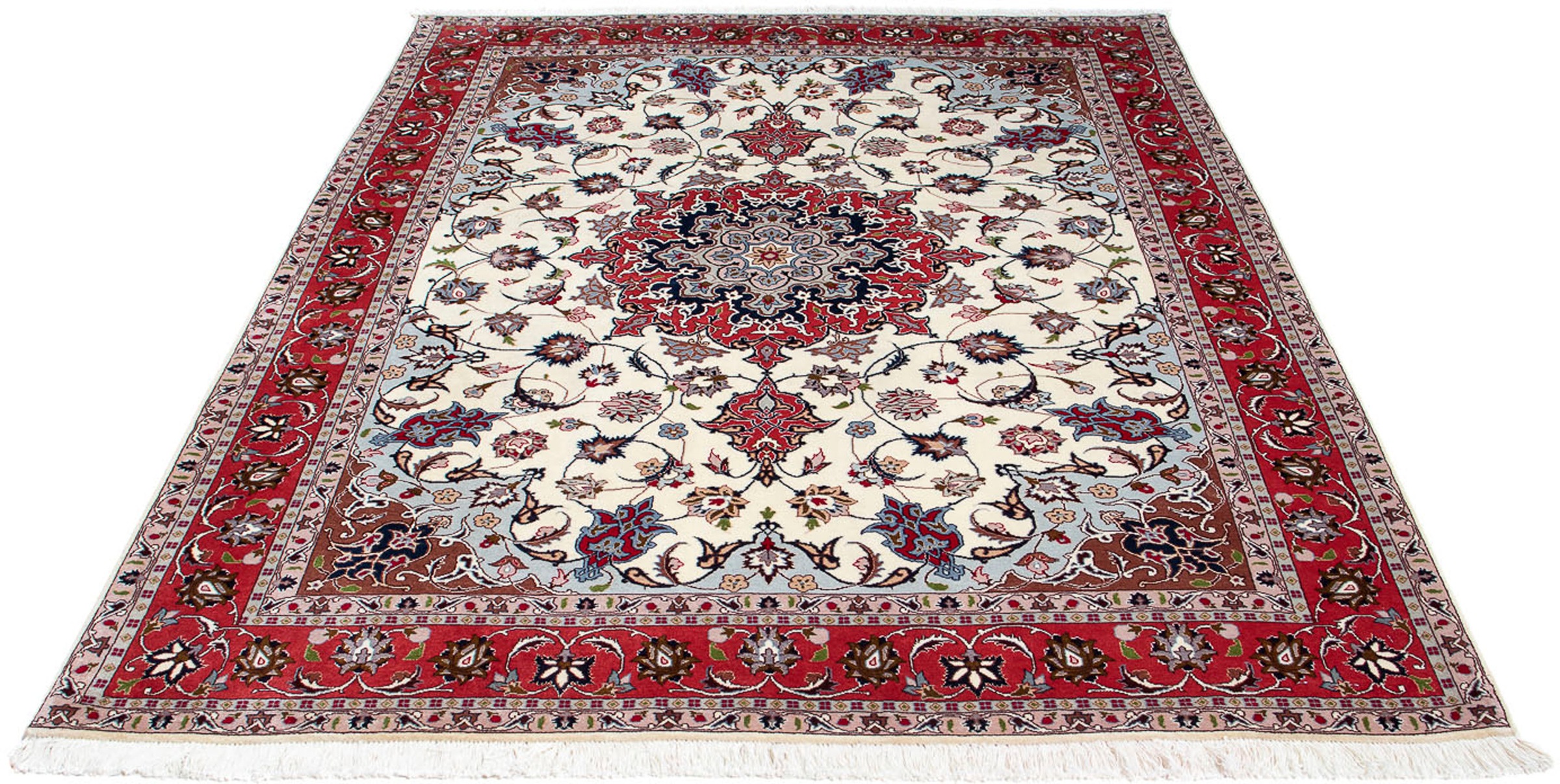 Image of morgenland Orientteppich »Perser - Täbriz - Royal - 201 x 153 cm - beige«, rechteckig, 7 mm Höhe, Wohnzimmer, Handgeknüpft, Einzelstück mit Zertifikat bei Ackermann Versand Schweiz