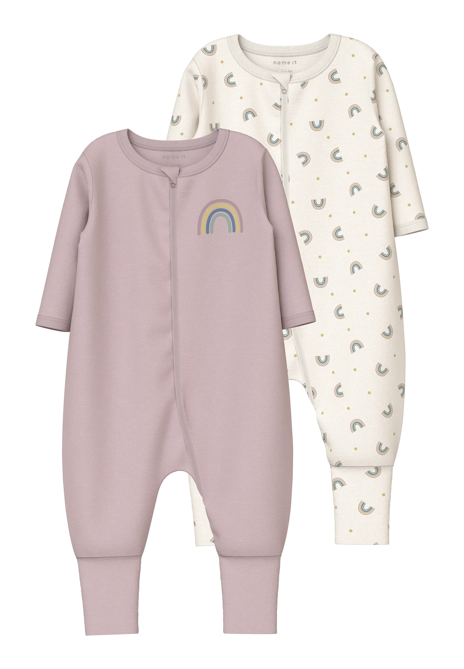 Name It Schlafanzug »NBFNIGHTSUIT 2P ZIP FF JET RAINBOW NOOS«, (Packung, 2 tlg.)
