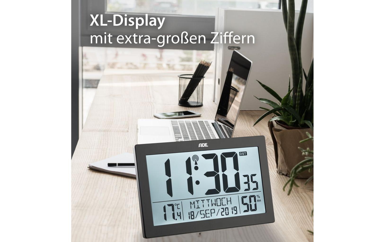 ADE Funkwanduhr »XL, Schwarz«
