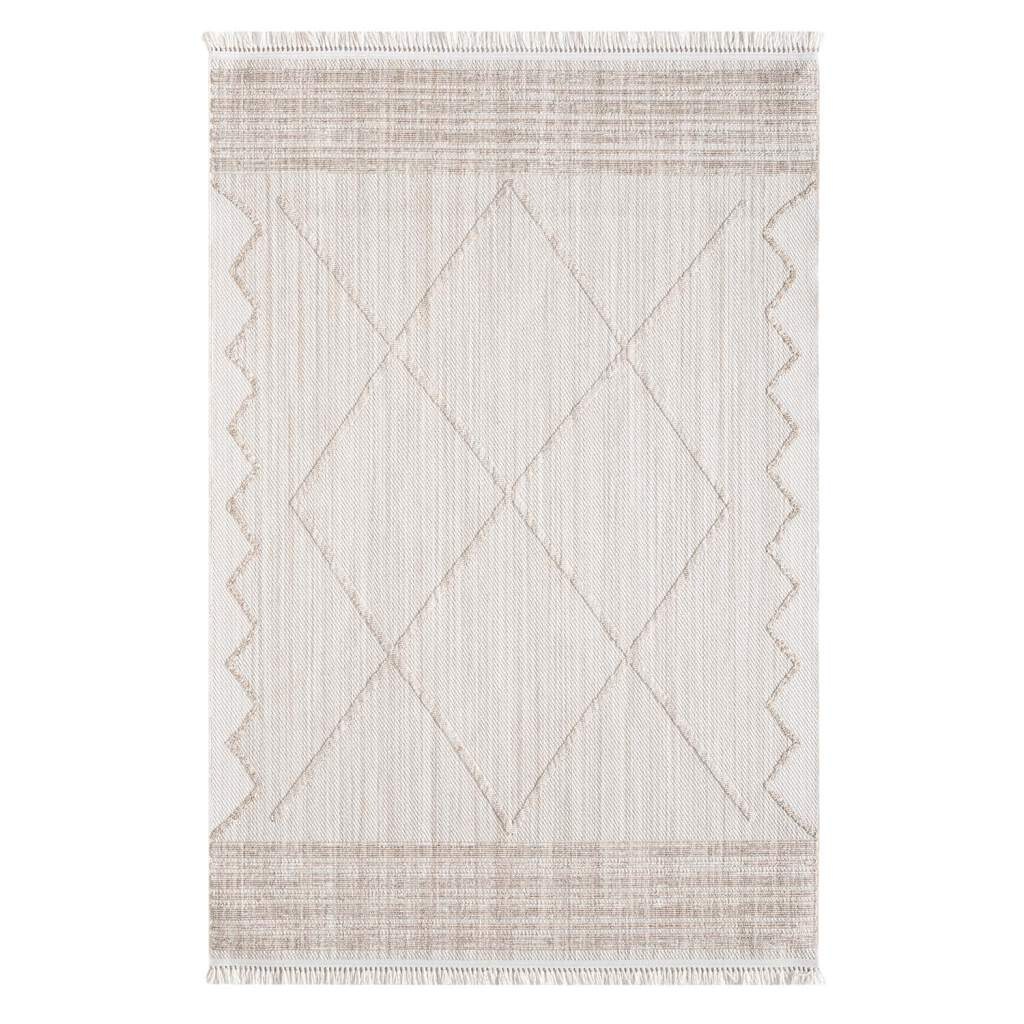 Carpet City Teppich »CLASICO 8931« rechteckig 11 mm Höhe Läufer, Kurzflor, Hochtief-Muster, Boho, Fransen, Wohnzimmer