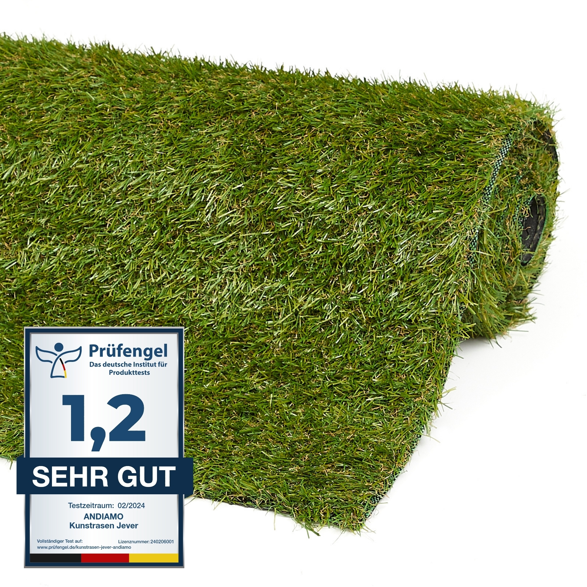 Andiamo Gazon synthétique »Rasenteppich Jever« Rectangulaire 20 mm Höhe natürliche Optik, mit Drainagefunktion, für Balkon, Terrasse & Garten