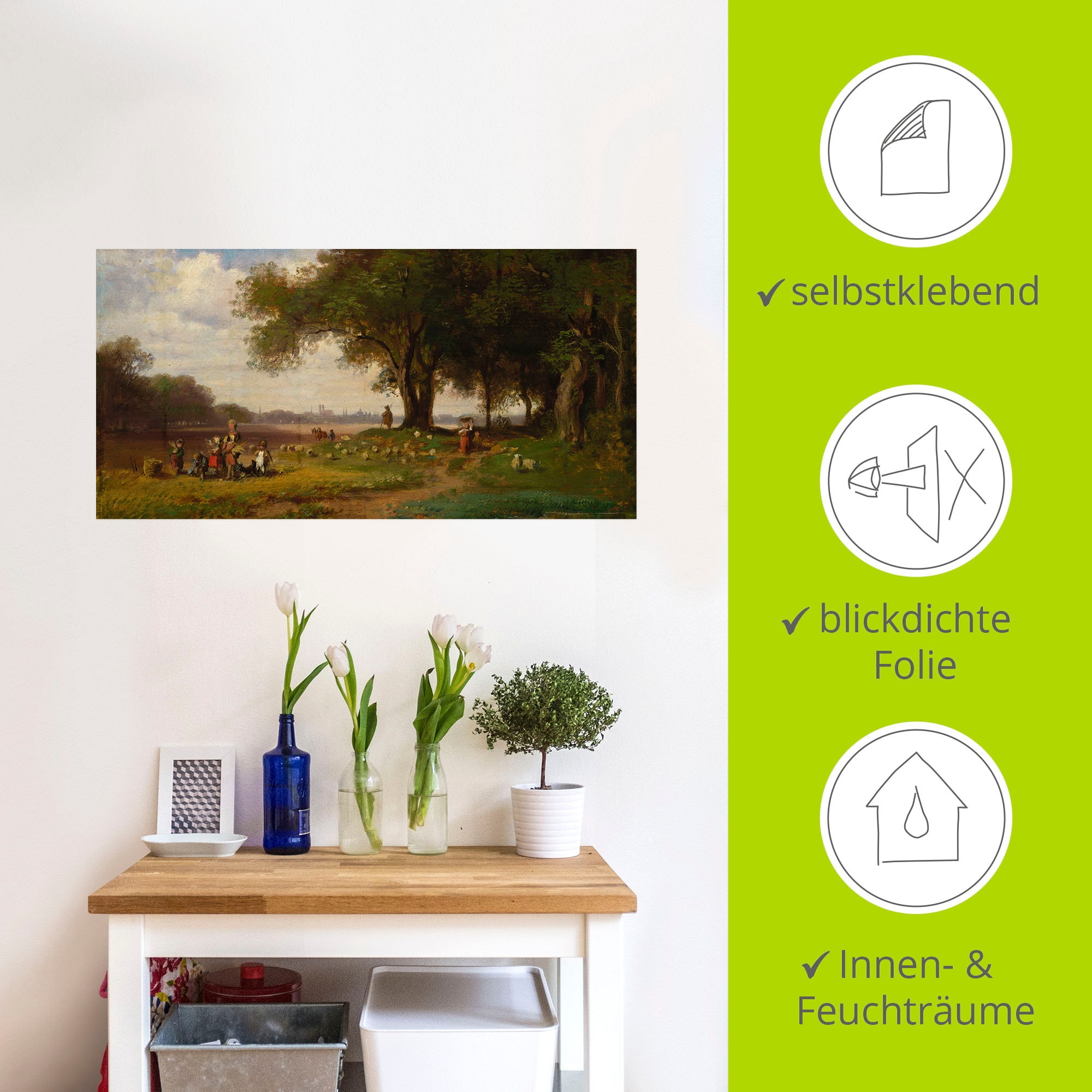 Artland Wandbild »Landschaft vor München mit Schäfer«, Europa, (1 St.), als Poster, Wandaufkleber in verschied. Grössen