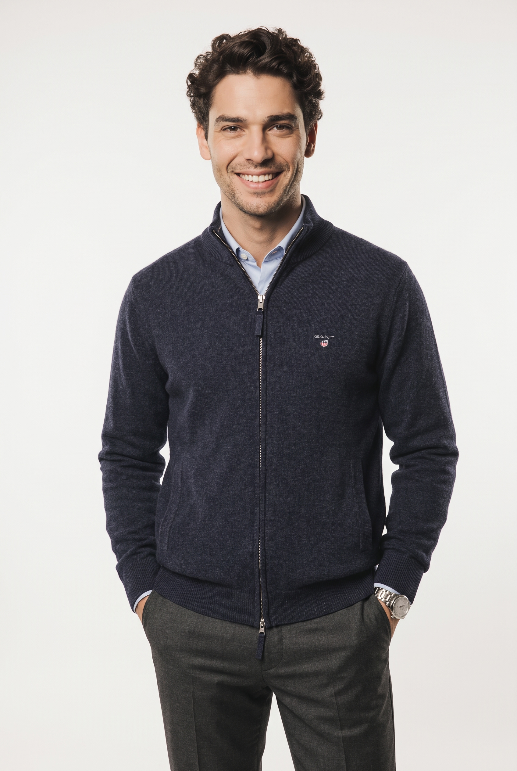 Gant Cardigan »SUPERFINE LAMBSWOOL« fermeture éclair, en laine, coupe regular