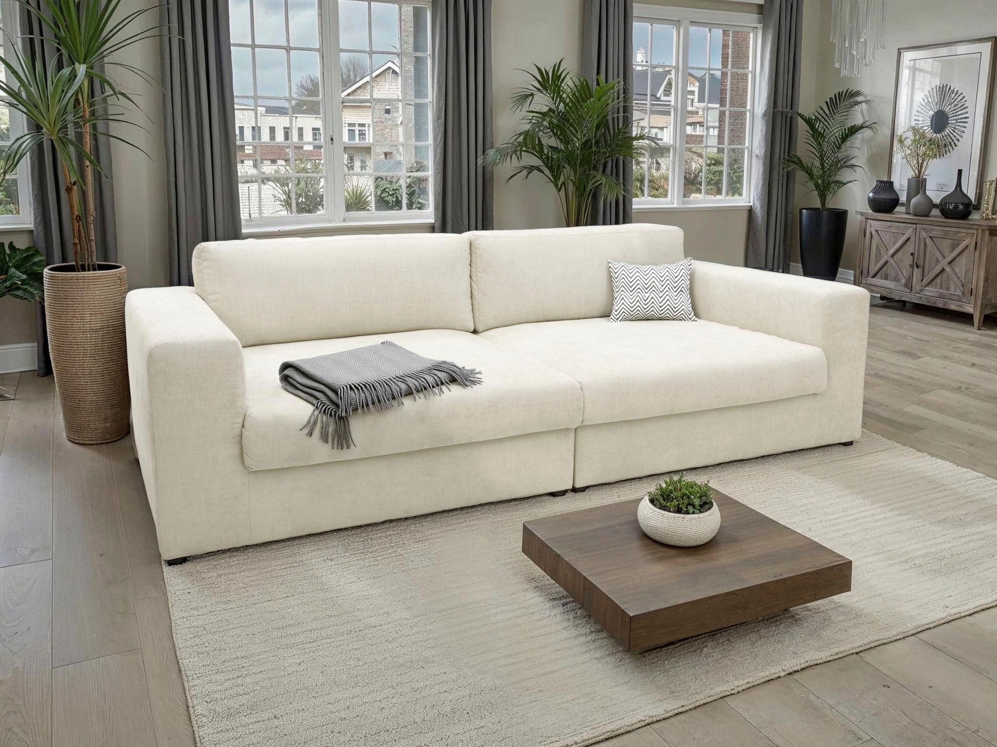 DOMO collection Big-Sofa »Dundee Megasofa Breite 276 cm, Taschenfederkern, fester Sitzkomfort« pflegeleichter, edler Strukturstoff in Chenille-Optik