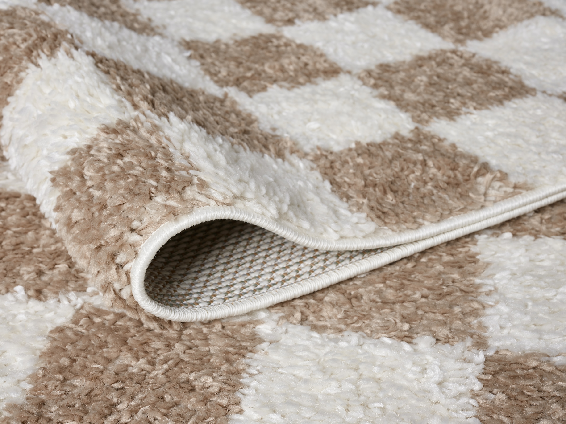 GOODproduct Tapis à poils longs »Kiiki, Karo-Muster« Rectangulaire 30 mm Höhe Kariert, auffälliges Schachbrettmuster, Wohnzimmer, Schlafzimmer