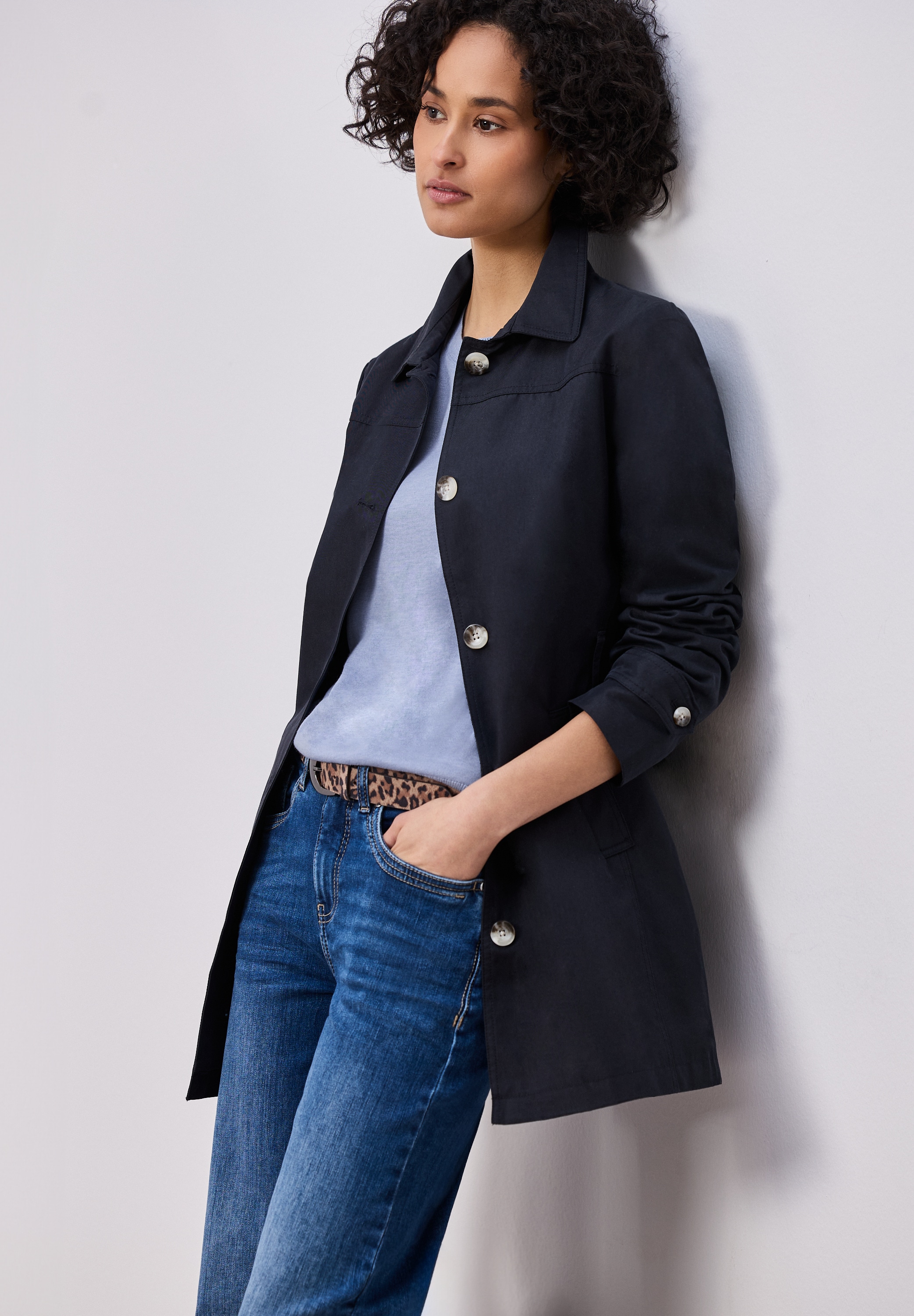 STREET ONE Pull à manches courtes in Strick-Optik und mit Rundhals