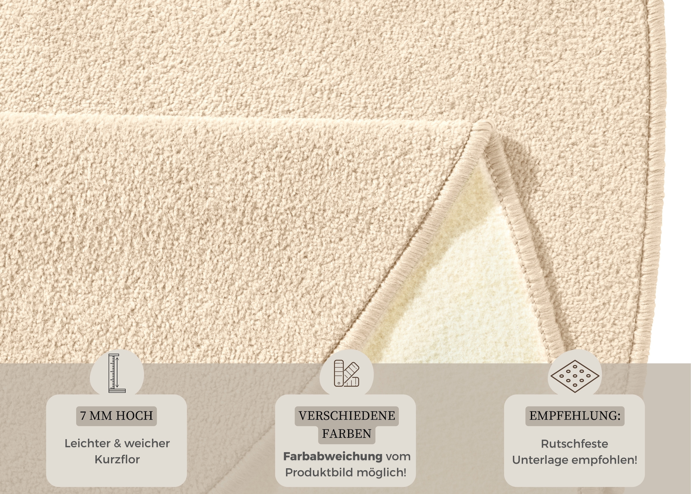 HANSE Home Teppich »Fancy«, rund, 7 mm Höhe, Kurzflor, Weich, Einfarbig, Wohnzimmer, Schlafzimmer, Esszimmer