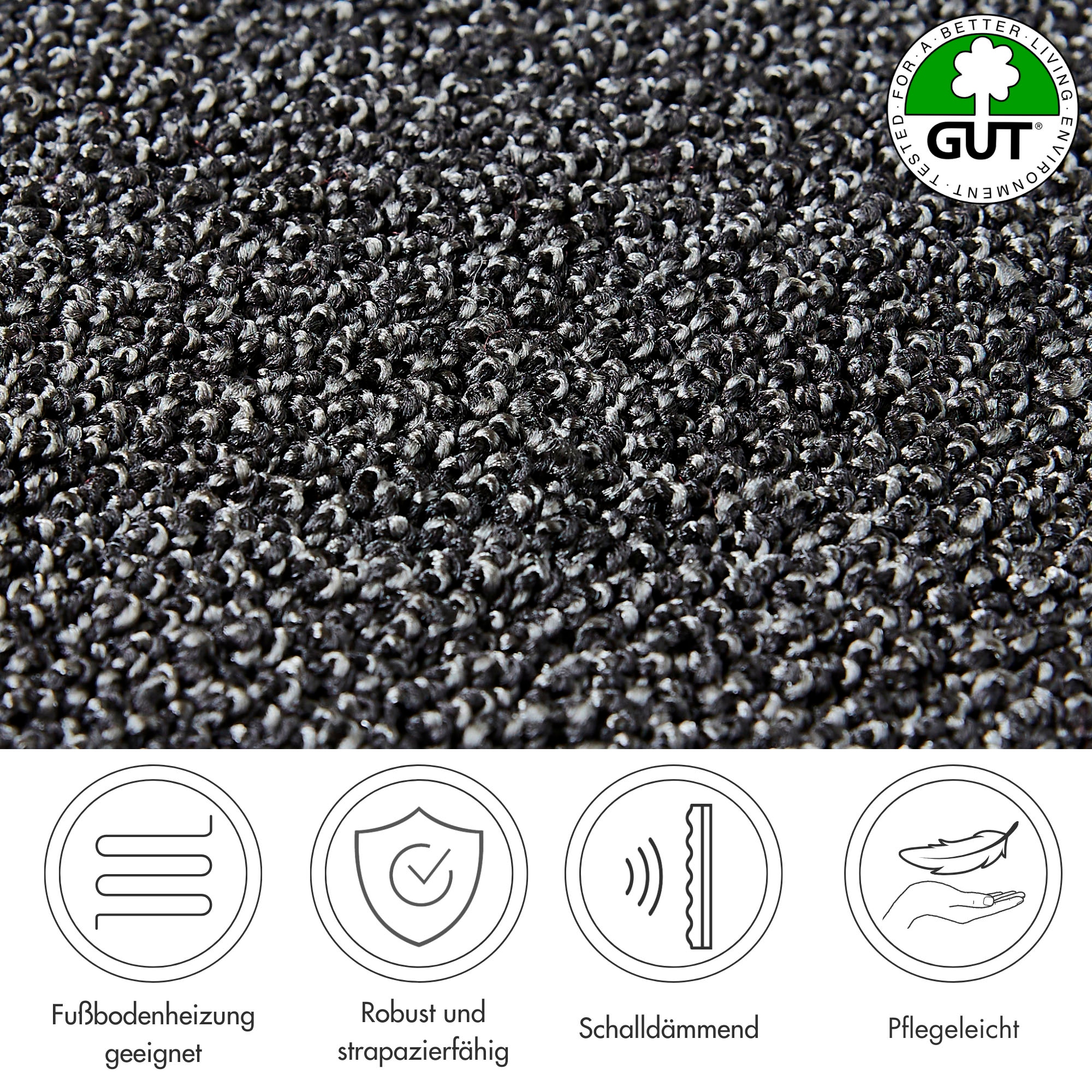 Andiamo Teppichboden »Rubinoy, Schlinge, Made in Belgium«, rechteckig, 8,5 mm Höhe, Breite 400 cm oder 500 cm, Wohnzimmer, strapazierfähig & robust