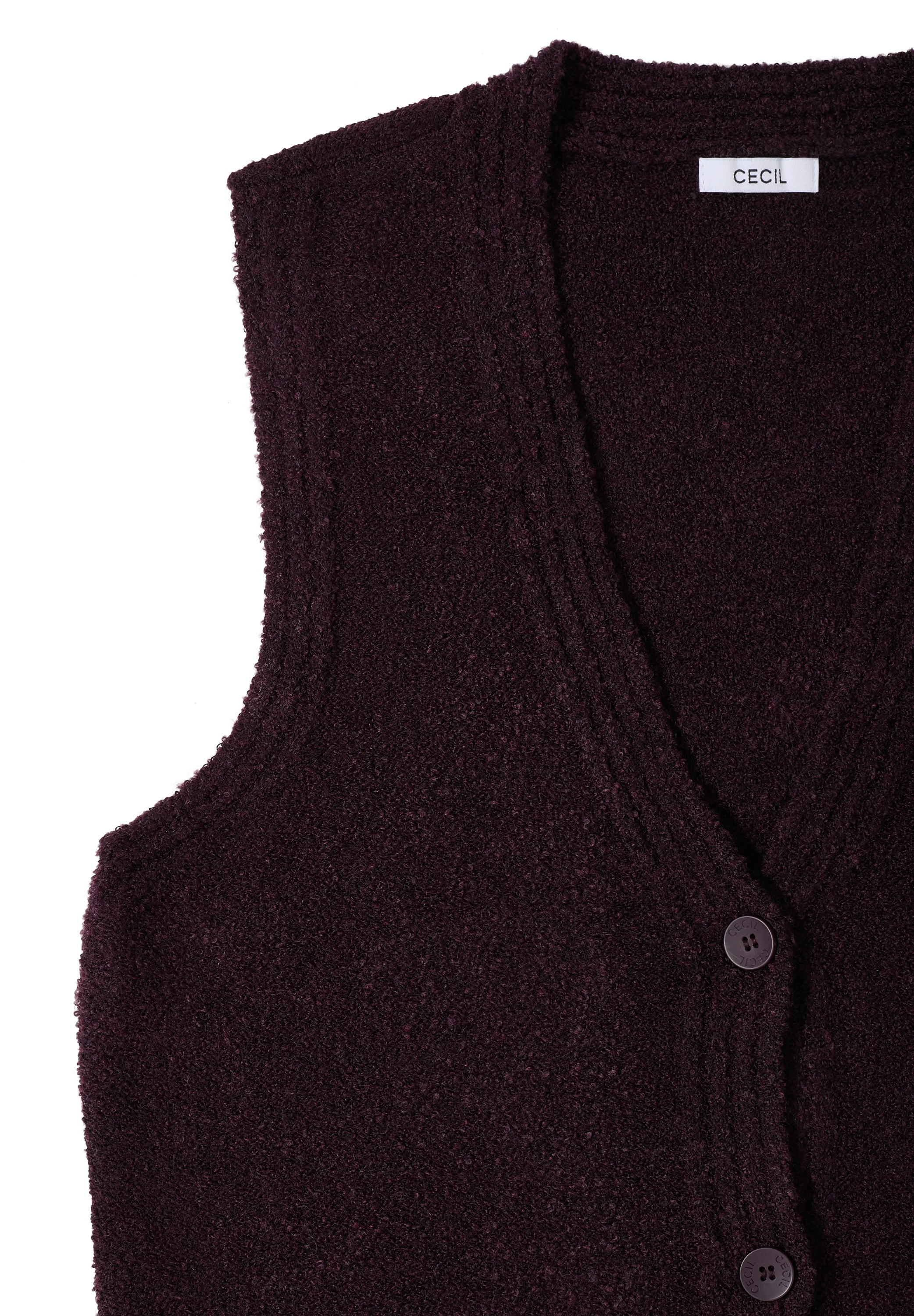 Cecil Strickweste mit Bouclé-Struktur und V-Ausschnitt