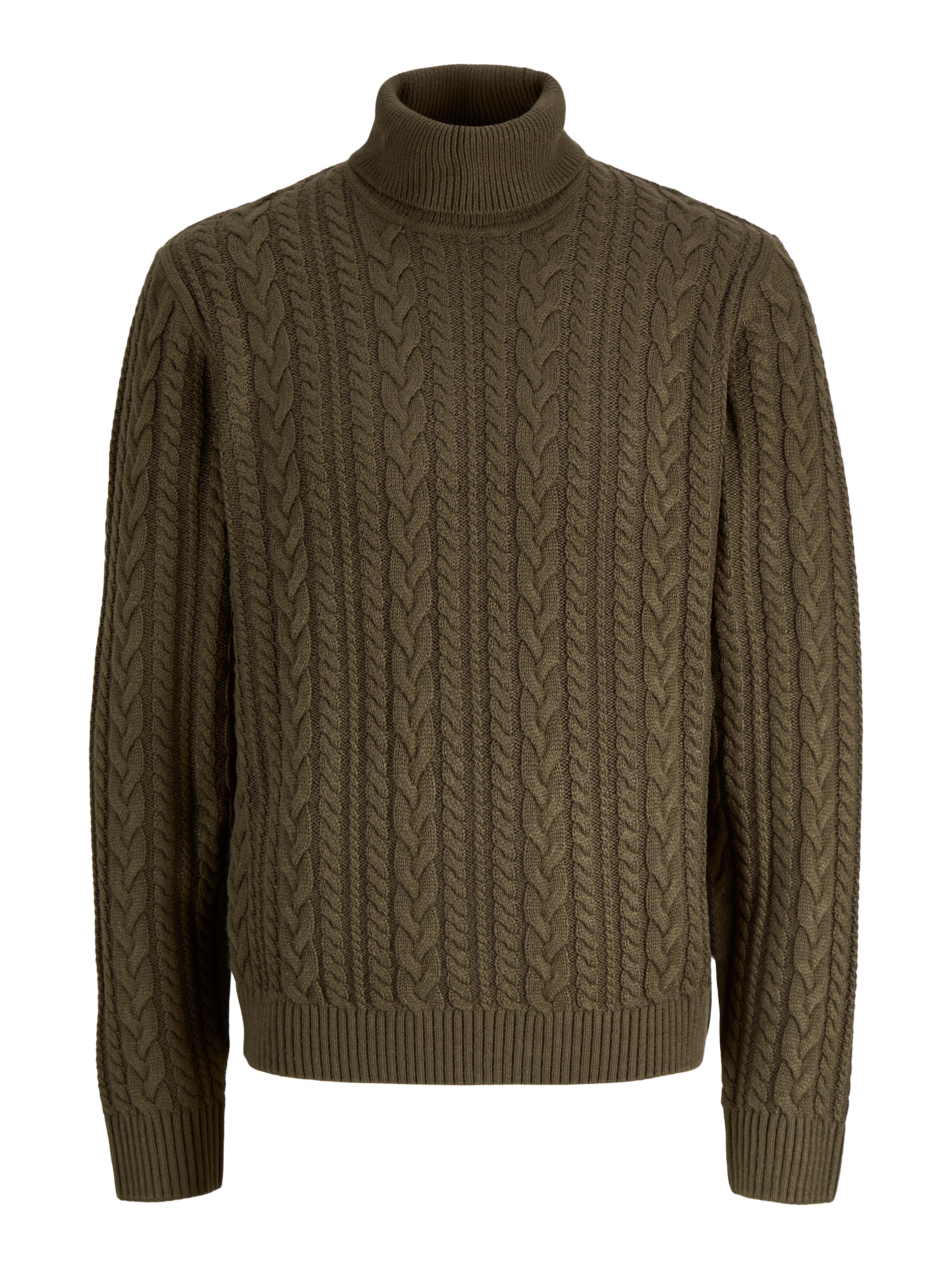 Jack & Jones Pull à col roulé »JPRBLUCALLUM CABLE KNIT ROLL NECK« mélange de matériaux, coupe régulière