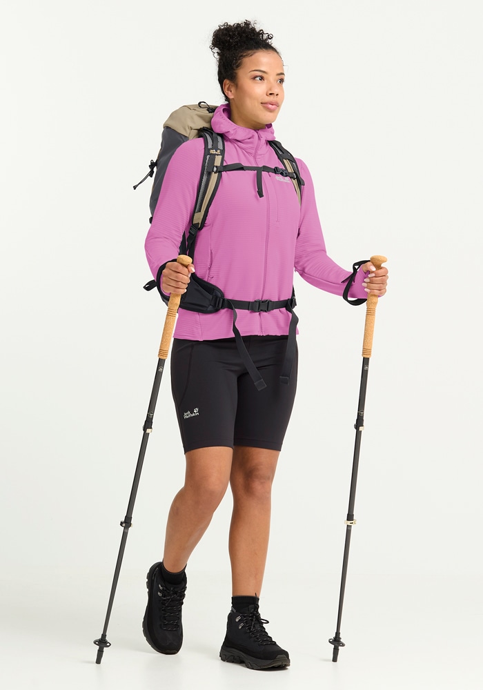 Jack Wolfskin Veste polaire »LITESTRIDE HOODED FZ W« avec capuche avec poches zippées et poche poitrine